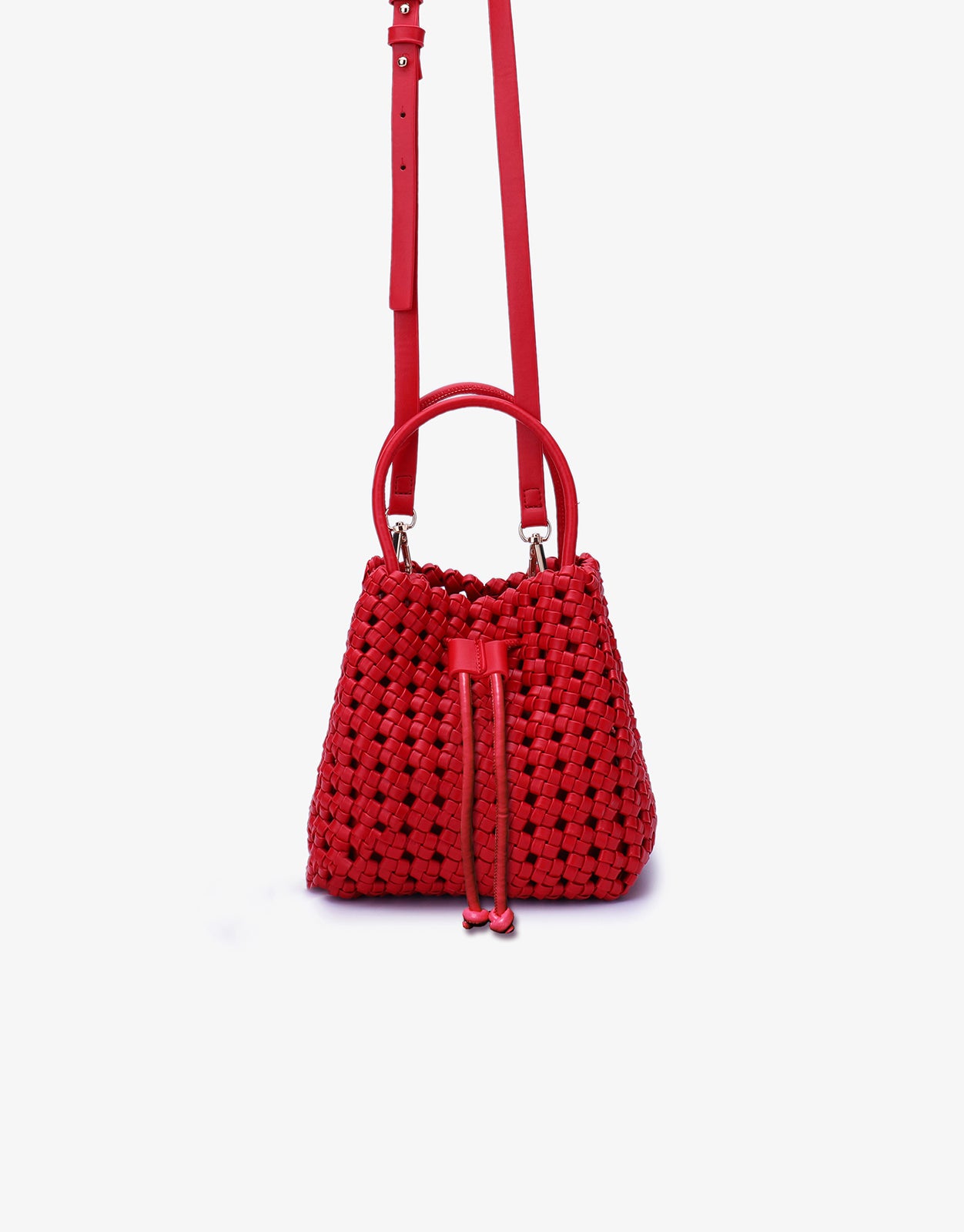 PERRIE BUCKET MINI WOVEN SQUARE RED