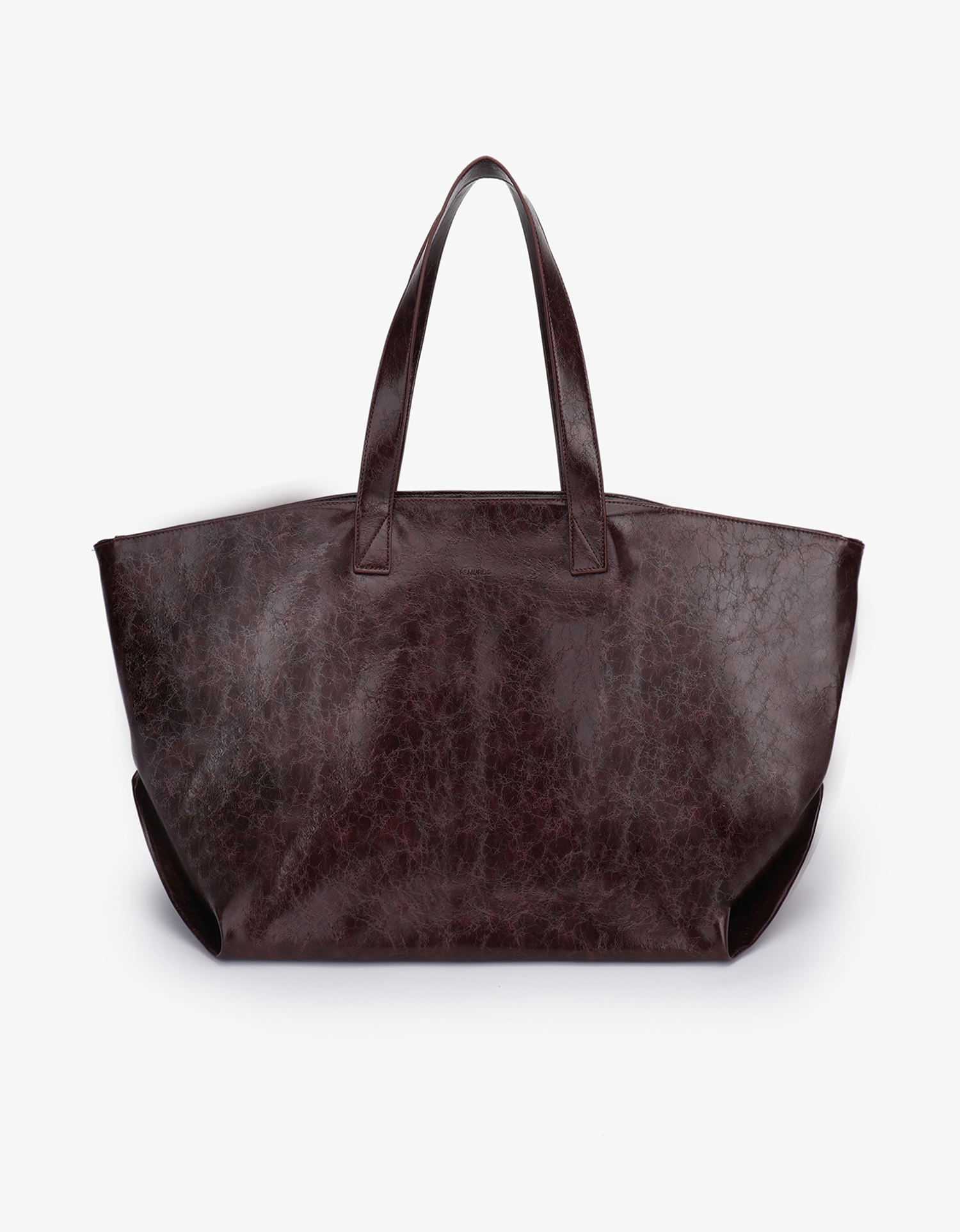 XL Plasir Tote in dark red brown with dual top handels by Remi and Reid.