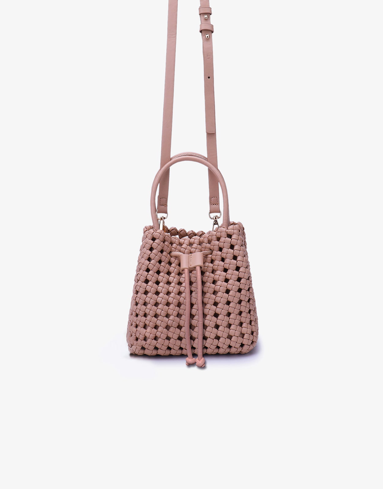 PERRIE BUCKET MINI WOVEN SQUARE LIGHT TAN