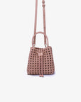 PERRIE BUCKET MINI WOVEN SQUARE LIGHT TAN