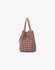 PERRIE BUCKET MINI WOVEN SQUARE LIGHT TAN