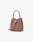 PERRIE BUCKET MINI WOVEN SQUARE LIGHT TAN