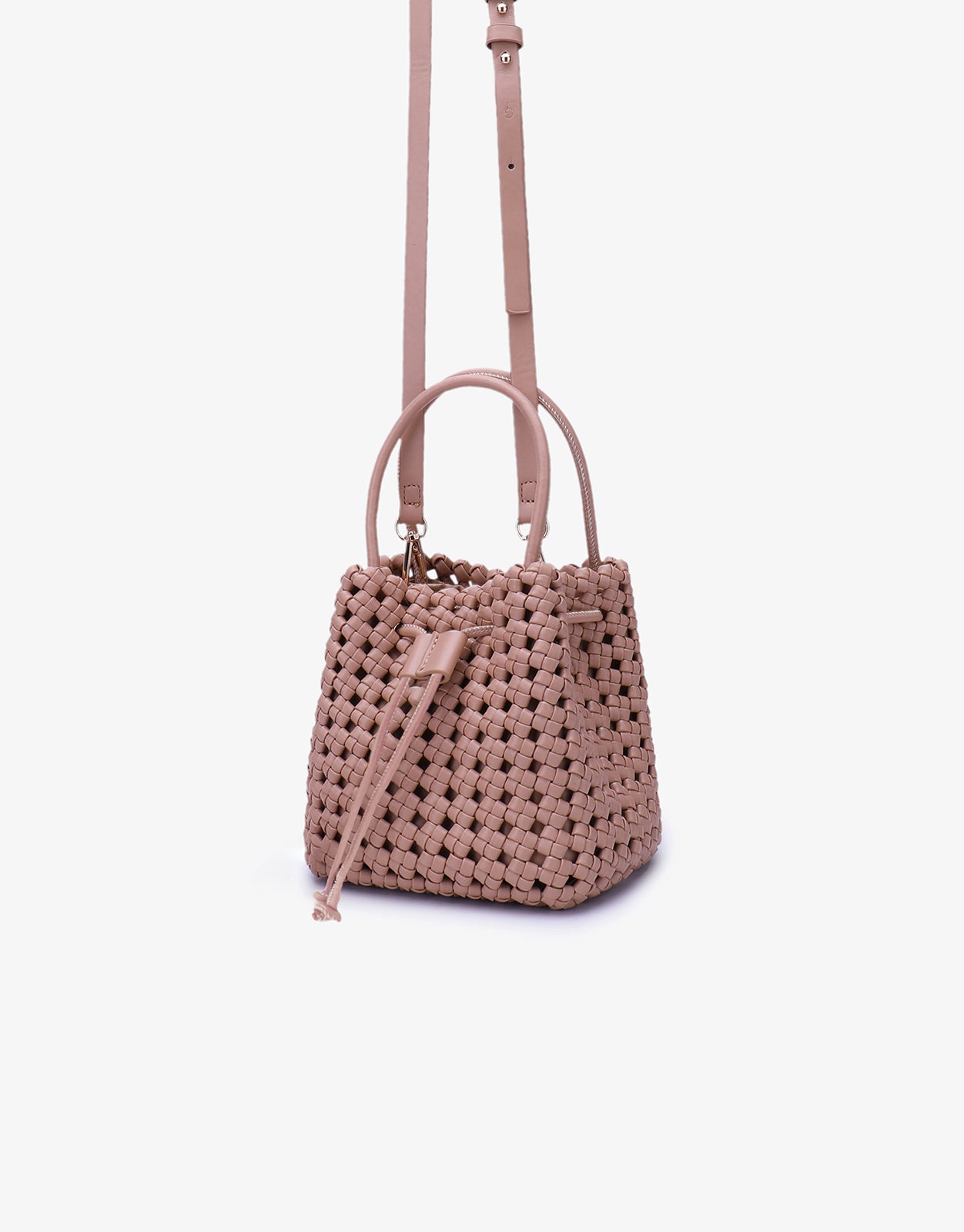 PERRIE BUCKET MINI WOVEN SQUARE LIGHT TAN