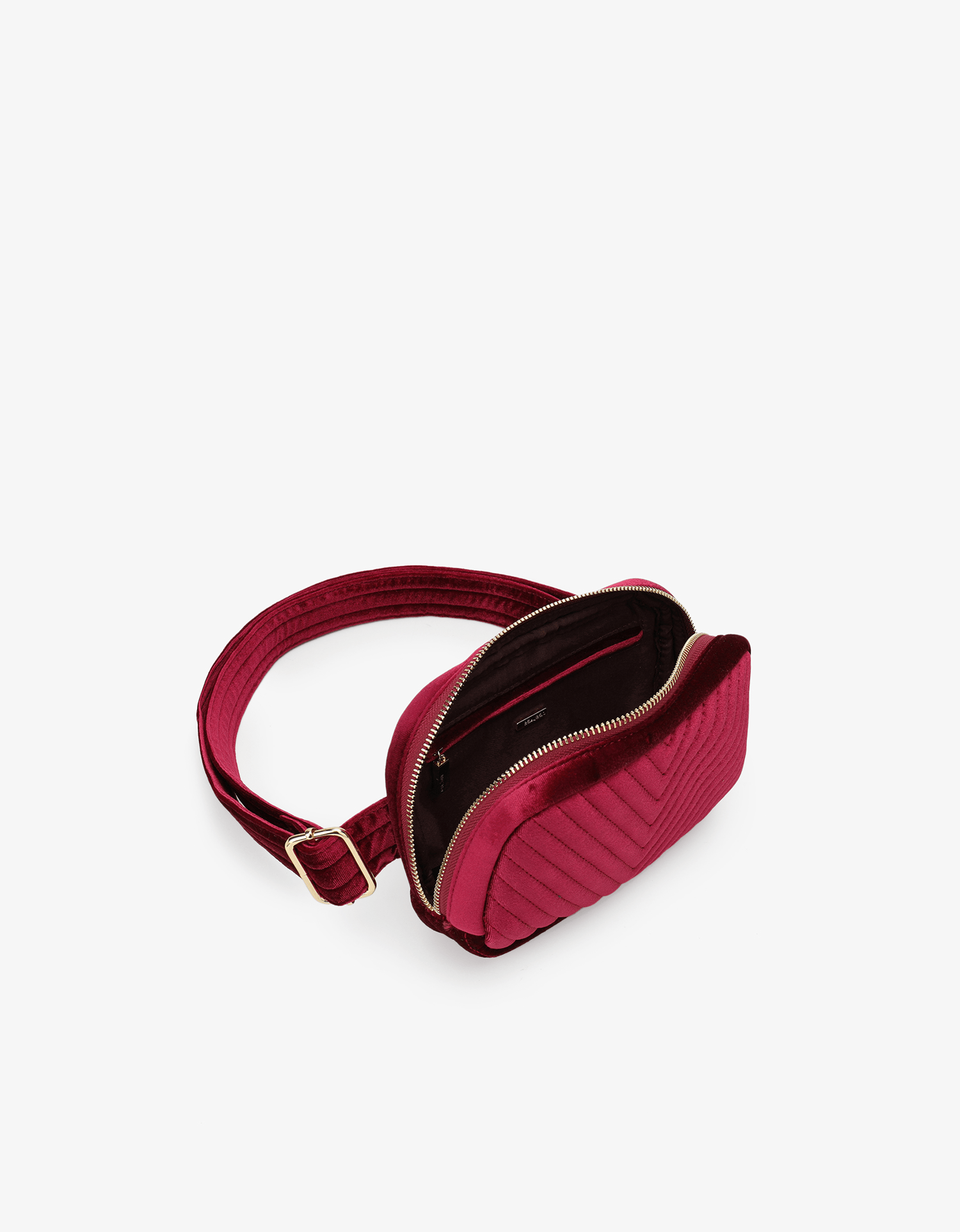 AERIN VELVET QUILTED BELT BAG BERRY - REMI/REID