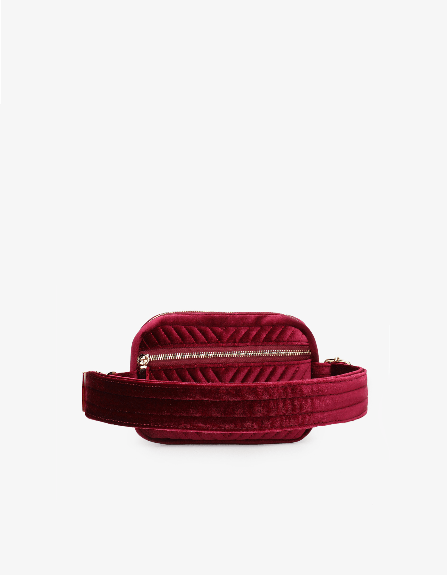 AERIN VELVET QUILTED BELT BAG BERRY - REMI/REID