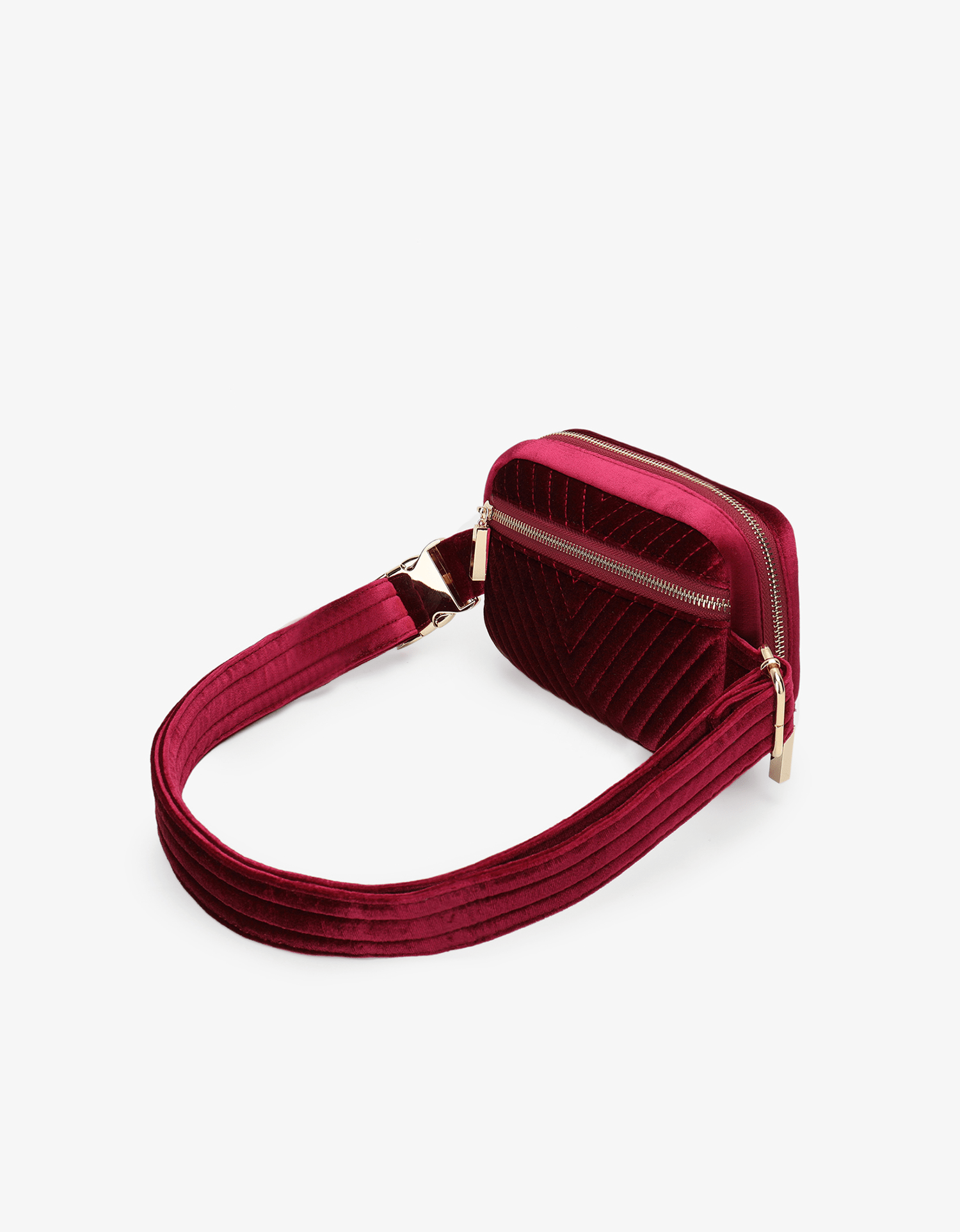 AERIN VELVET QUILTED BELT BAG BERRY - REMI/REID