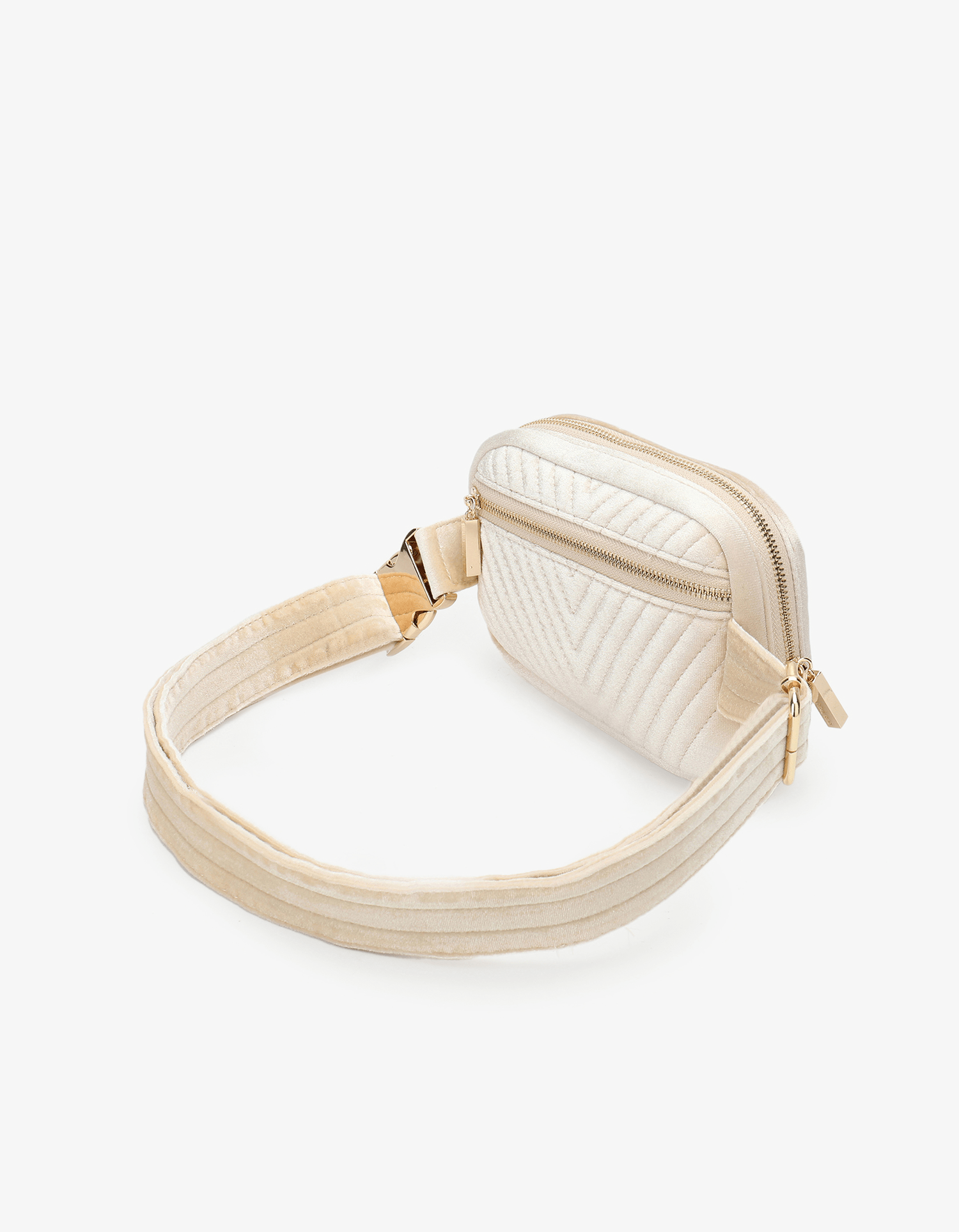 AERIN VELVET QUILTED BELT BAG CREAM - REMI/REID
