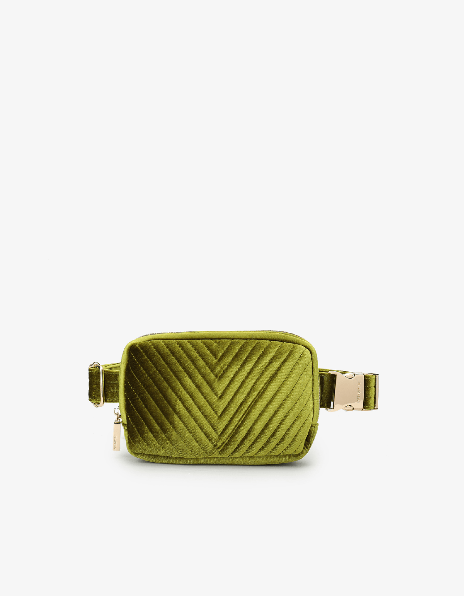 AERIN VELVET QUILTED BELT BAG DARK CHARTREUSE - REMI/REID