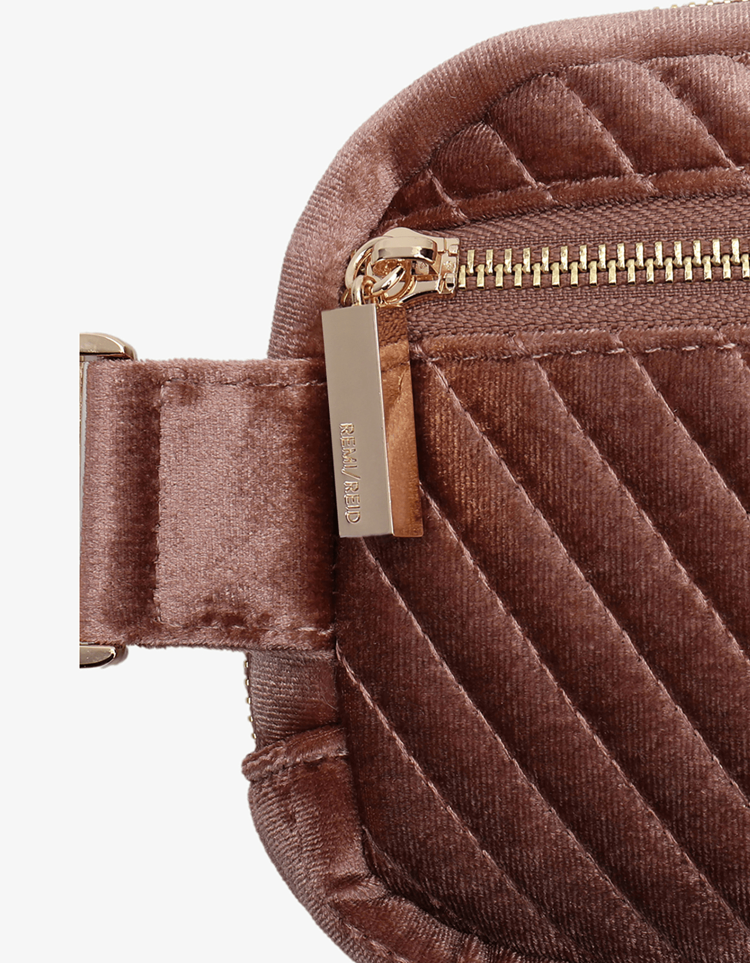 AERIN VELVET QUILTED BELT BAG DARK ROSE - REMI/REID