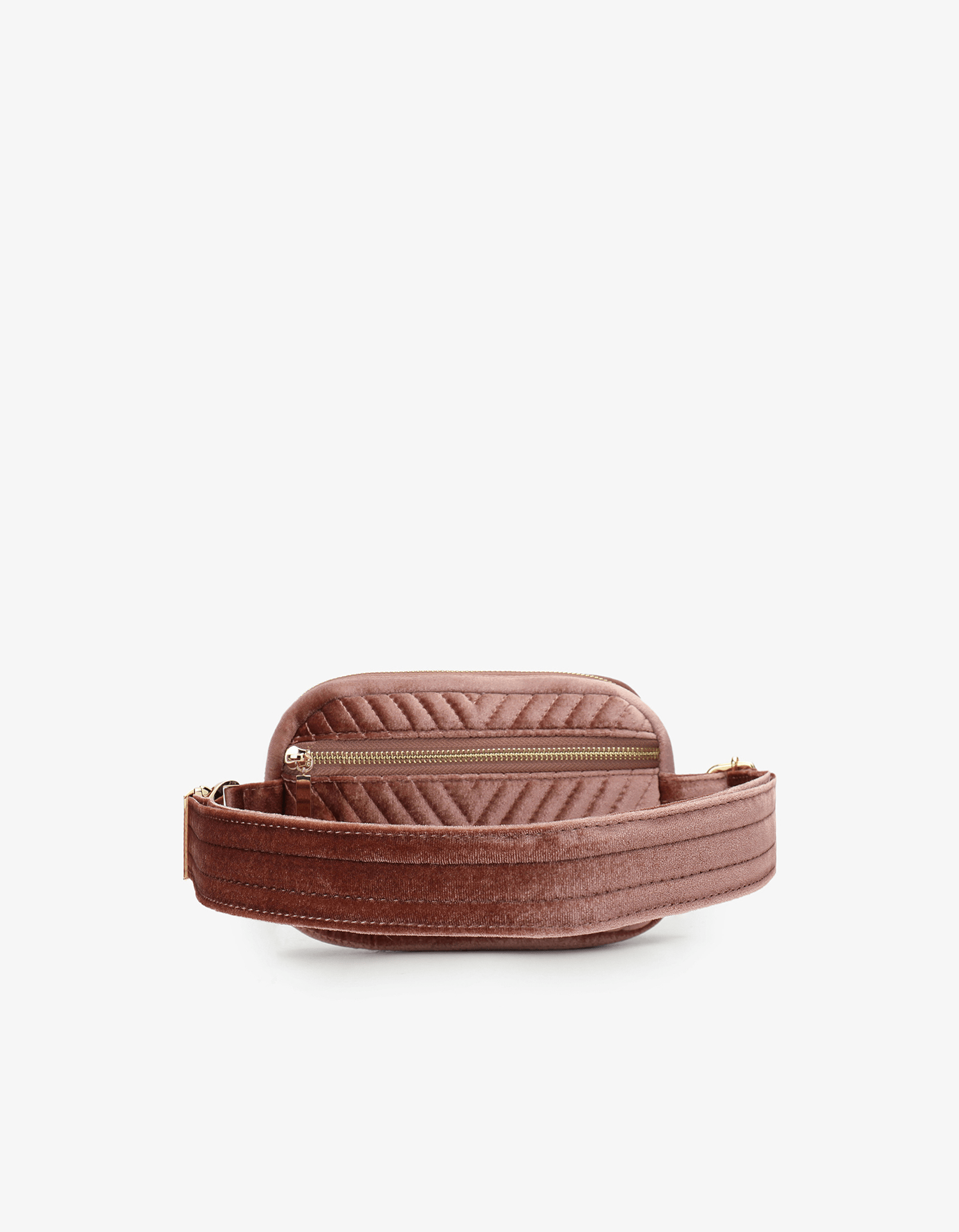 AERIN VELVET QUILTED BELT BAG DARK ROSE - REMI/REID