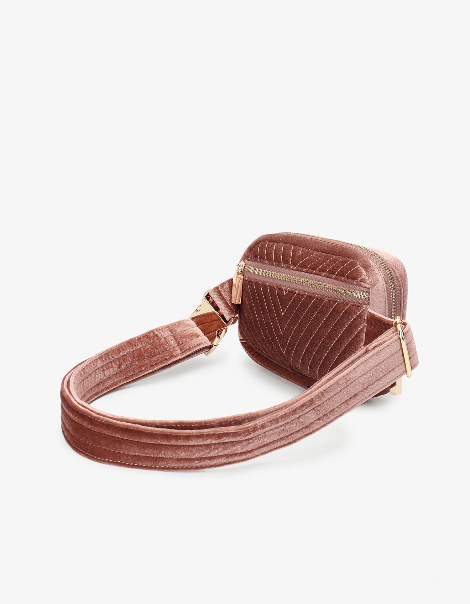 AERIN VELVET QUILTED BELT BAG DARK ROSE - REMI/REID