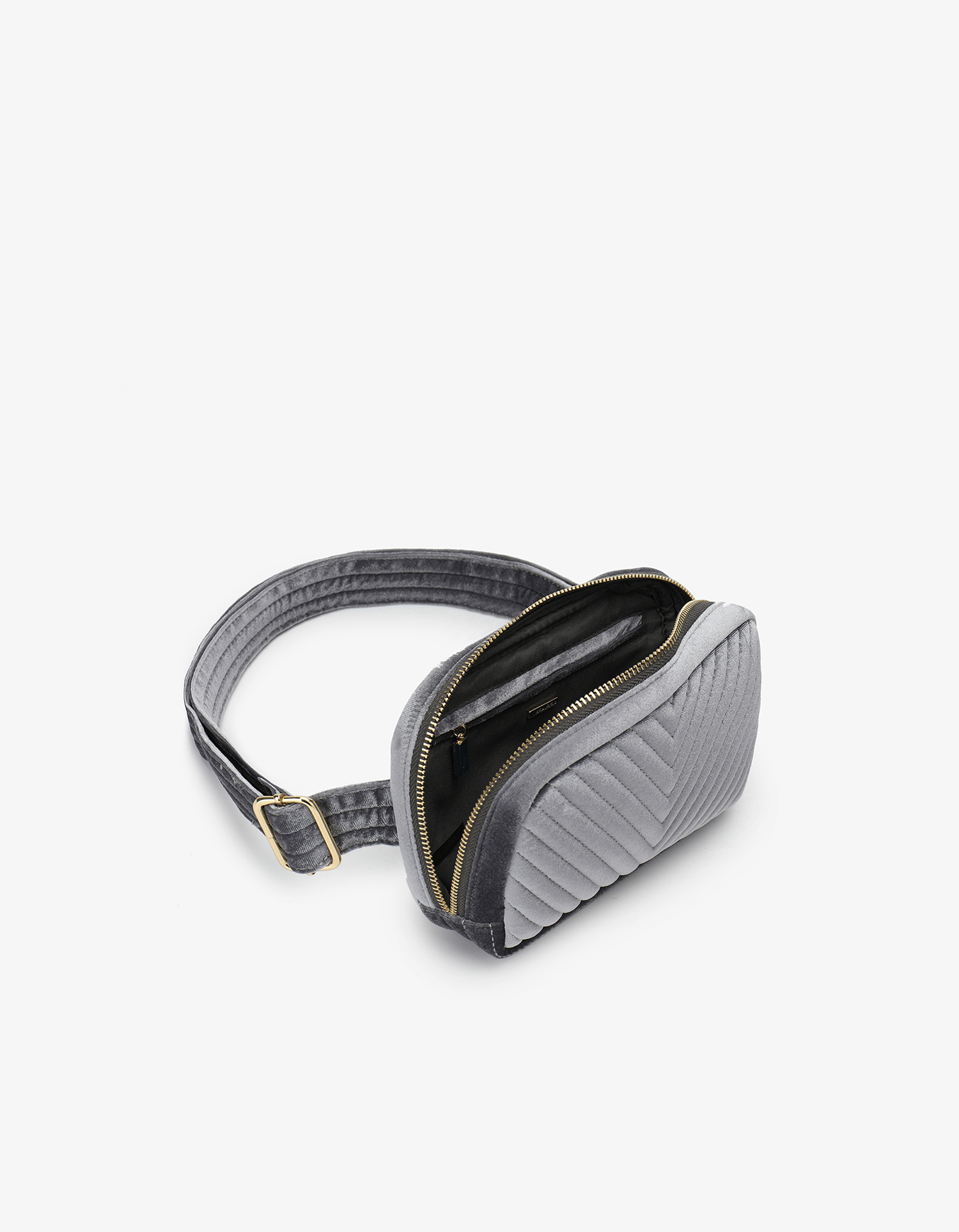 AERIN VELVET QUILTED BELT BAG GREY - REMI/REID