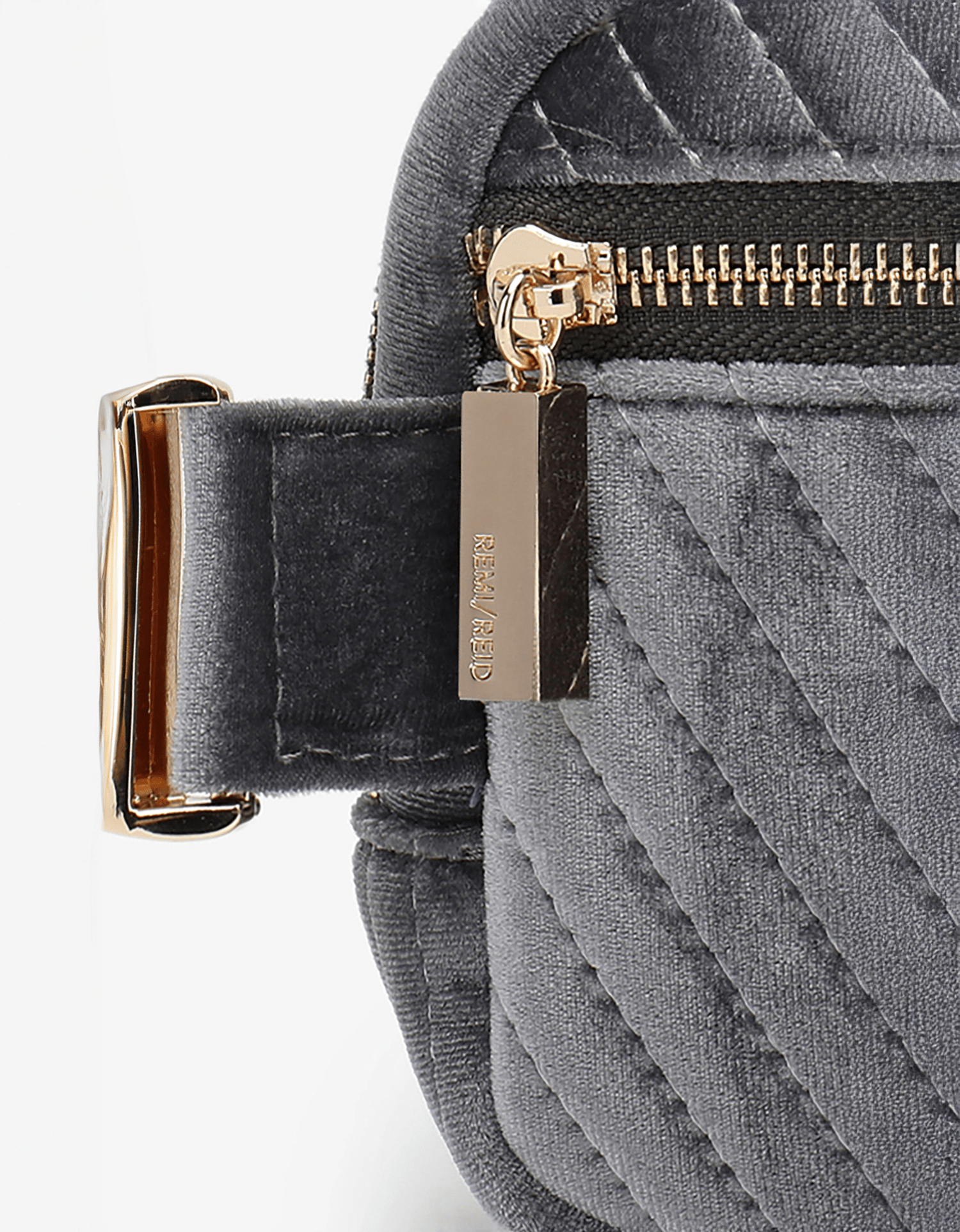 AERIN VELVET QUILTED BELT BAG GREY - REMI/REID