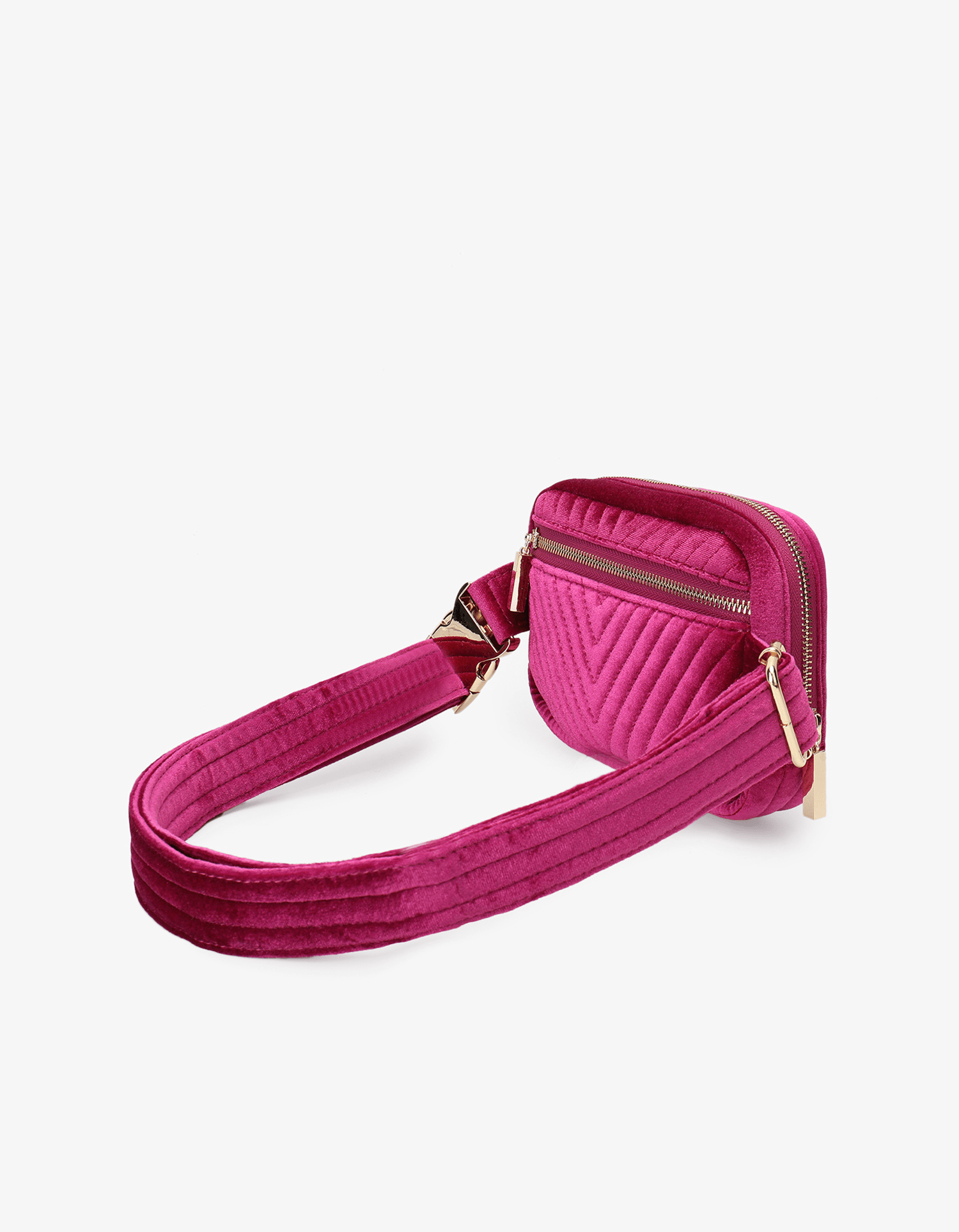 AERIN VELVET QUILTED BELT BAG MAGENTA - REMI/REID