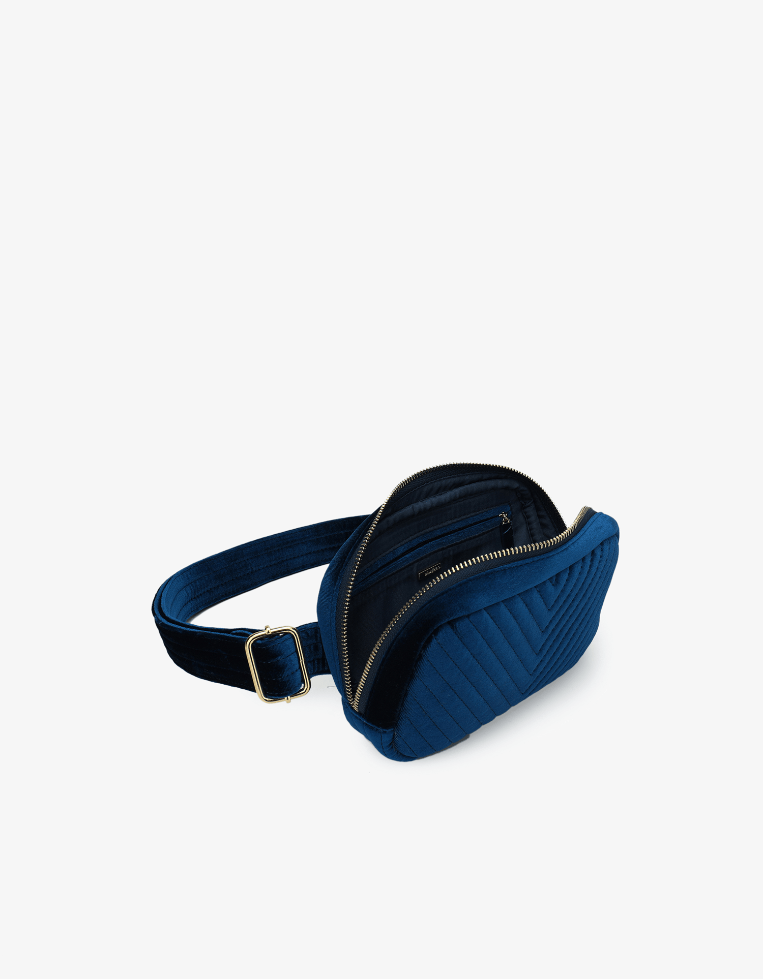 AERIN VELVET QUILTED BELT BAG NAVY - REMI/REID
