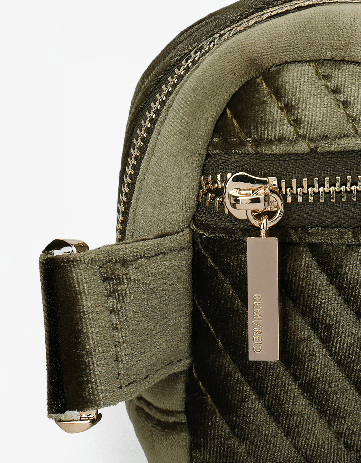 AERIN VELVET QUILTED BELT BAG OLIVE - REMI/REID