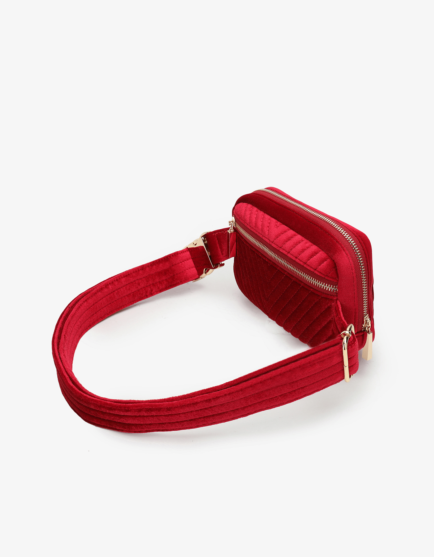AERIN VELVET QUILTED BELT BAG RED - REMI/REID