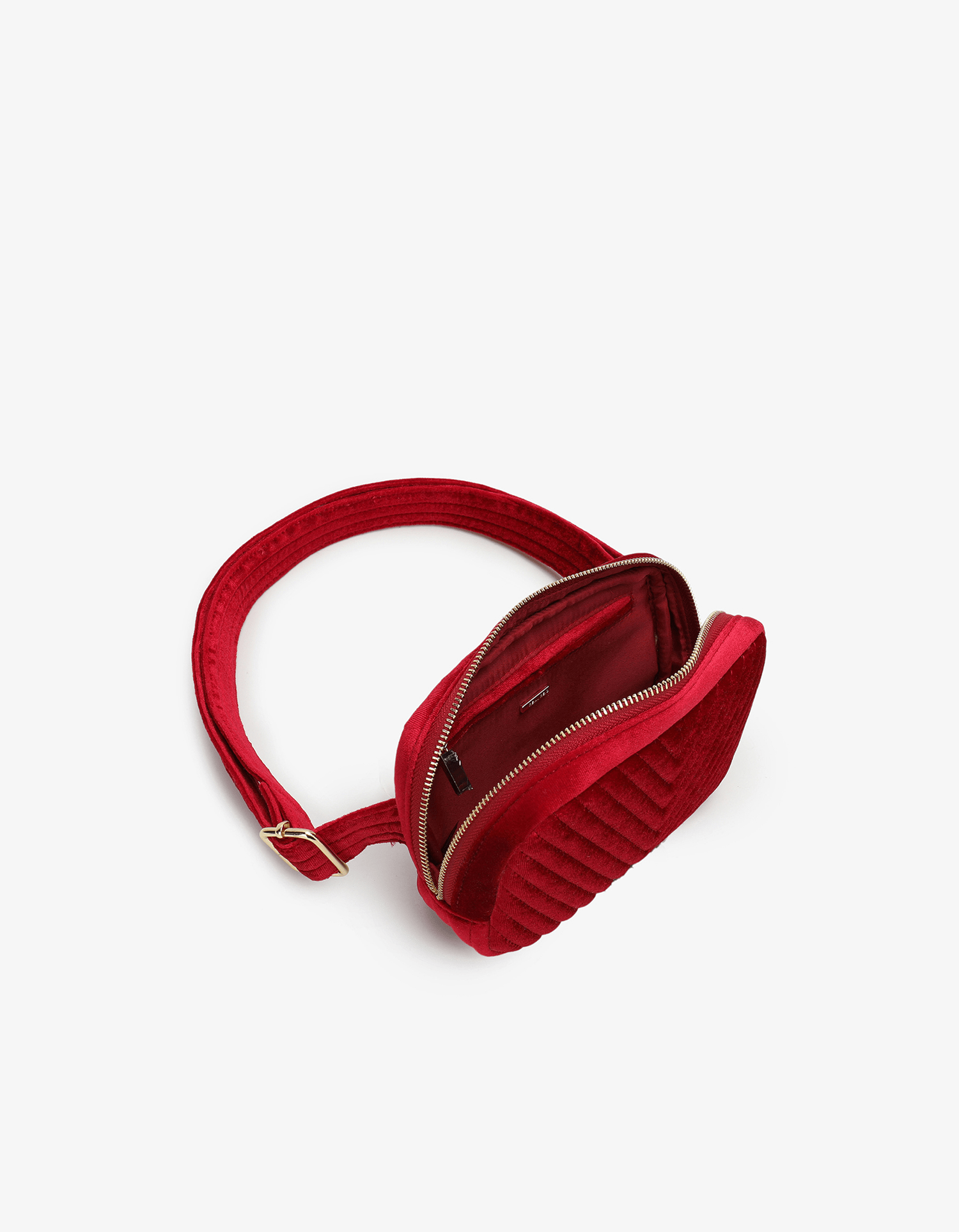 AERIN VELVET QUILTED BELT BAG RED - REMI/REID