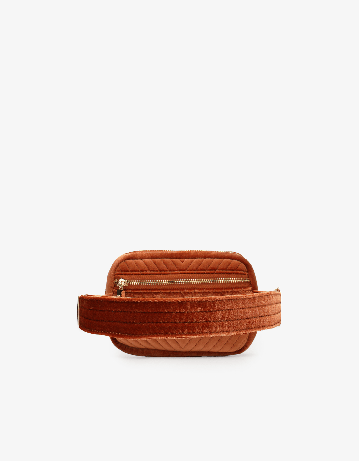 AERIN VELVET QUILTED BELT BAG RUST - REMI/REID