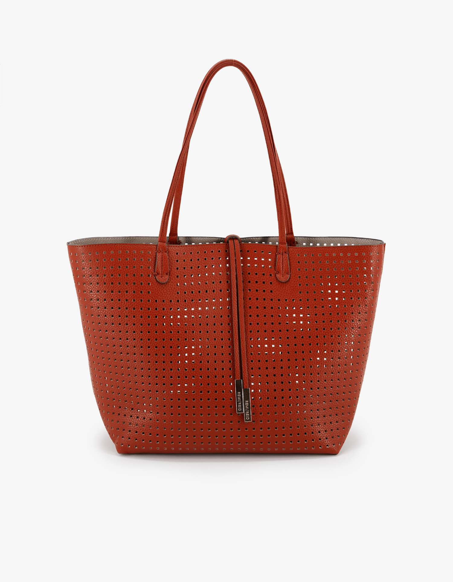 DEPARTURE TOTE PERFORATED SQUARE BURNT TERRACOTTA/PUTTY - REMI/REID