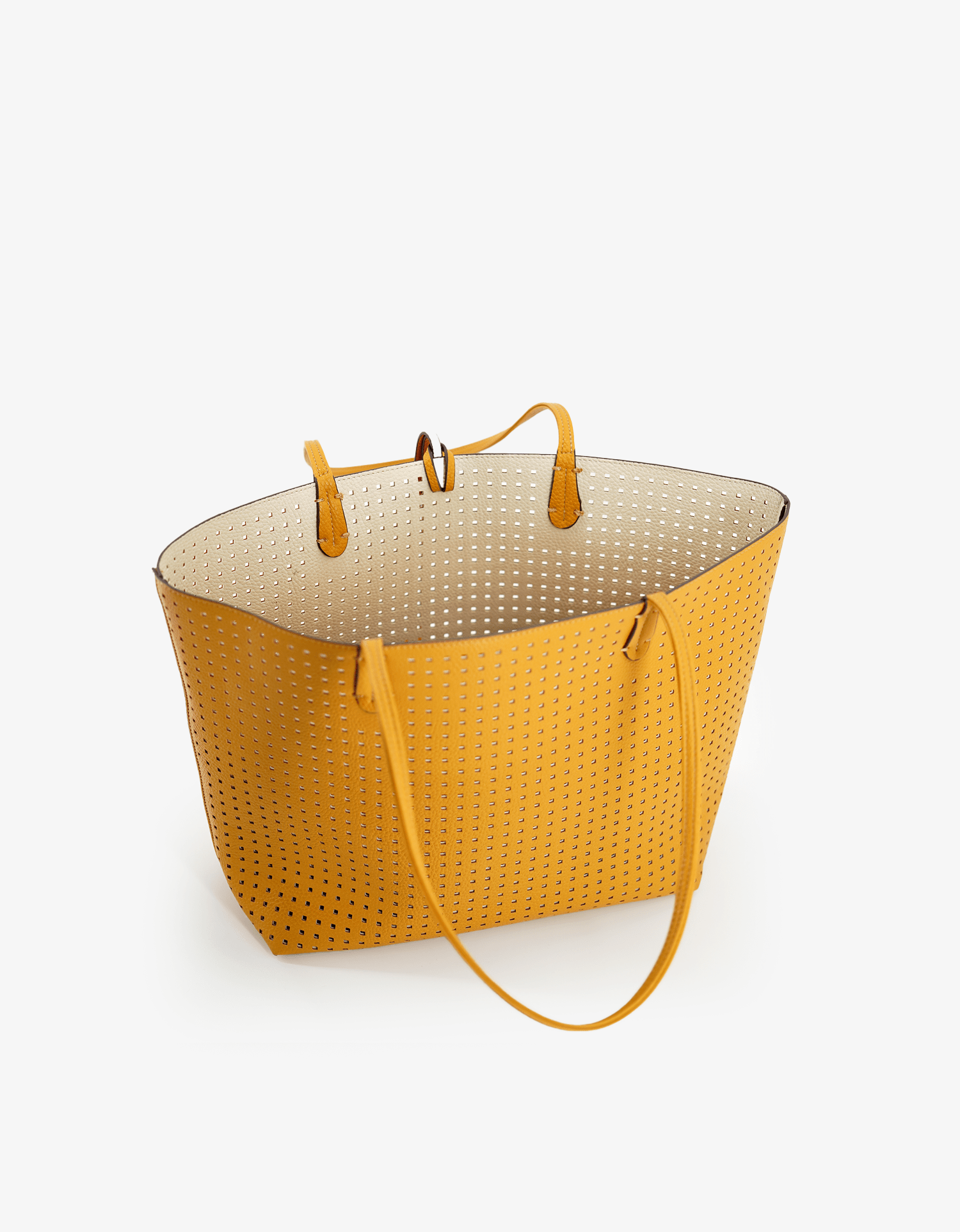DEPARTURE TOTE PERFORATED SQUARE MUSTARD/CREAM - REMI/REID