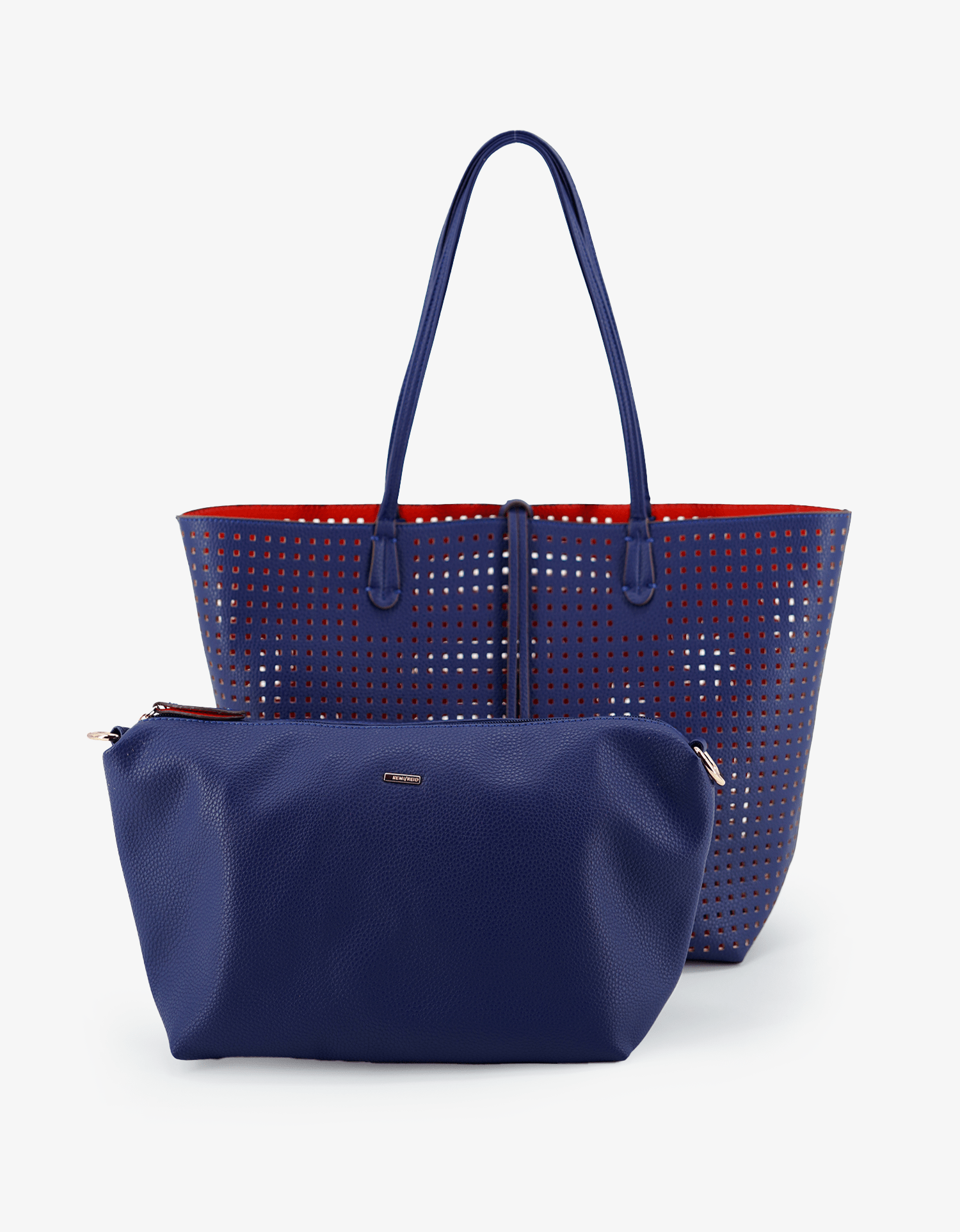 DEPARTURE TOTE PERFORATED SQUARE ROYAL BLUE/CORAL - REMI/REID
