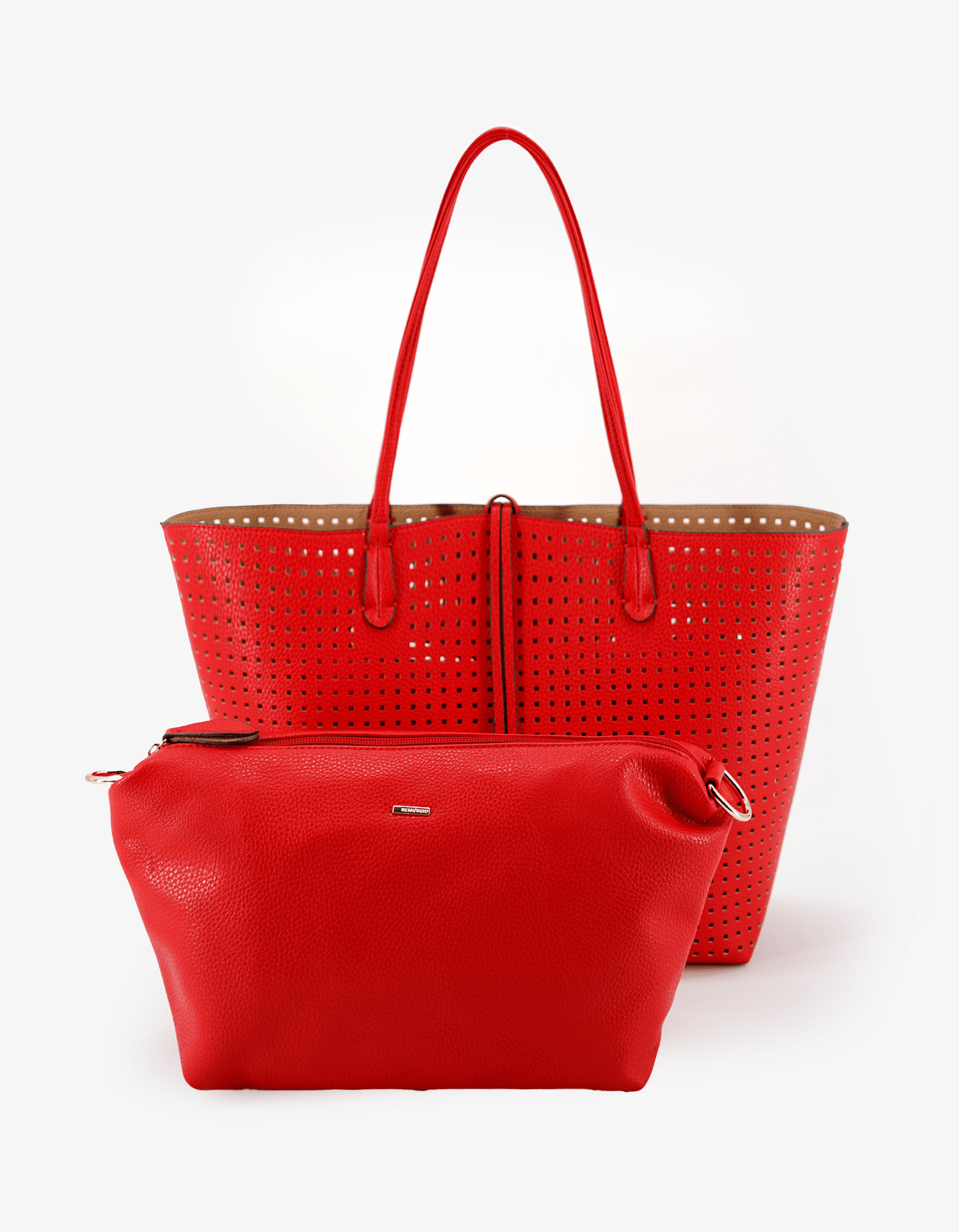 DEPARTURE TOTE PERFORATED SQUARE TROPIC RED/NUDE - REMI/REID