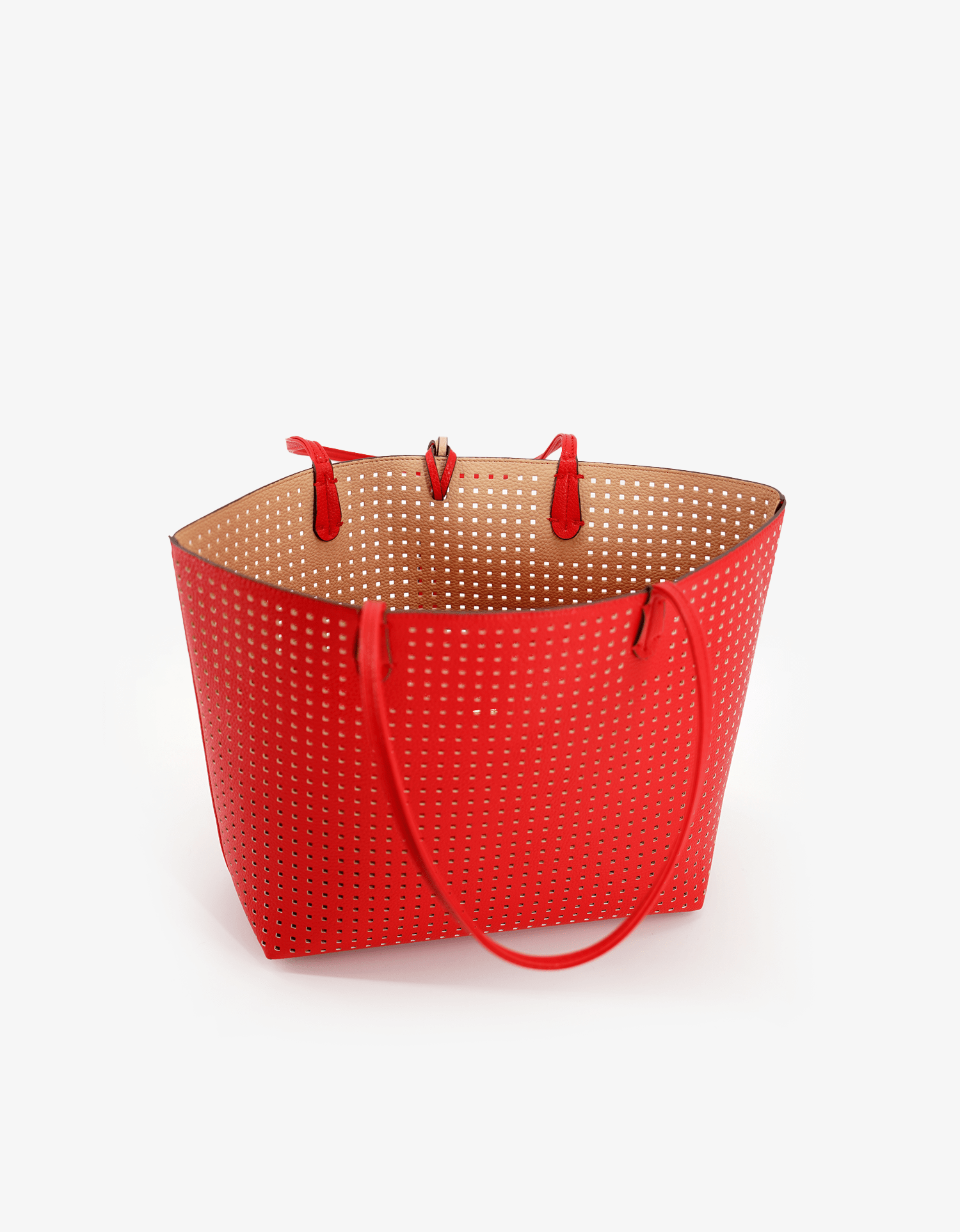 DEPARTURE TOTE PERFORATED SQUARE TROPIC RED/NUDE - REMI/REID