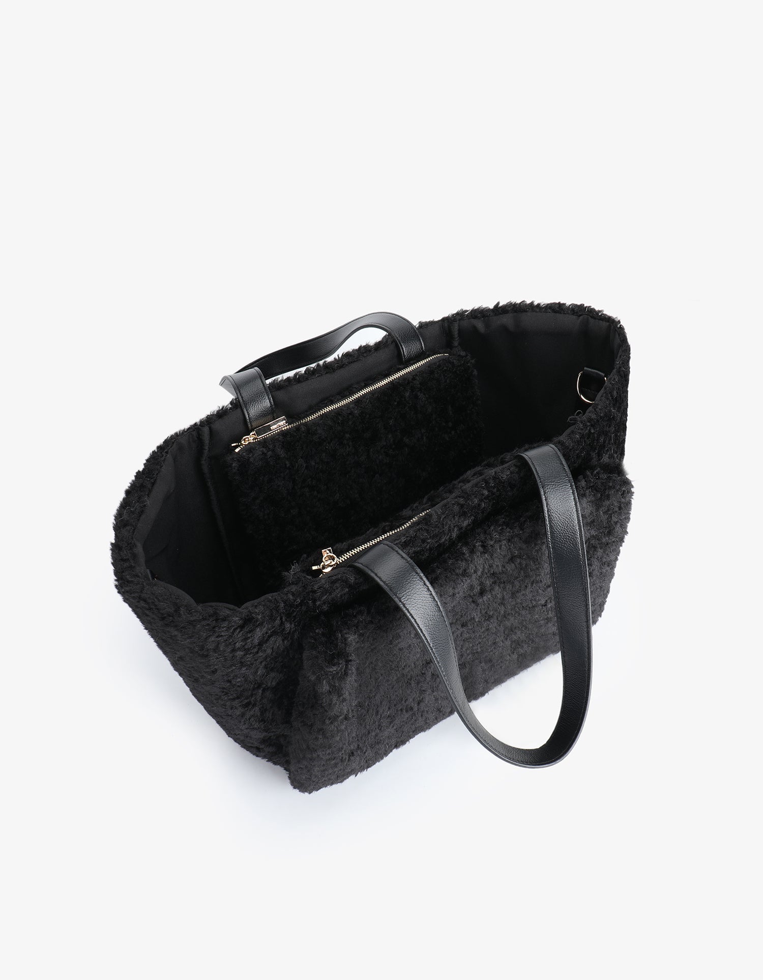 ELLA EAST WEST TOTE SHEARLING BLACK - REMI/REID