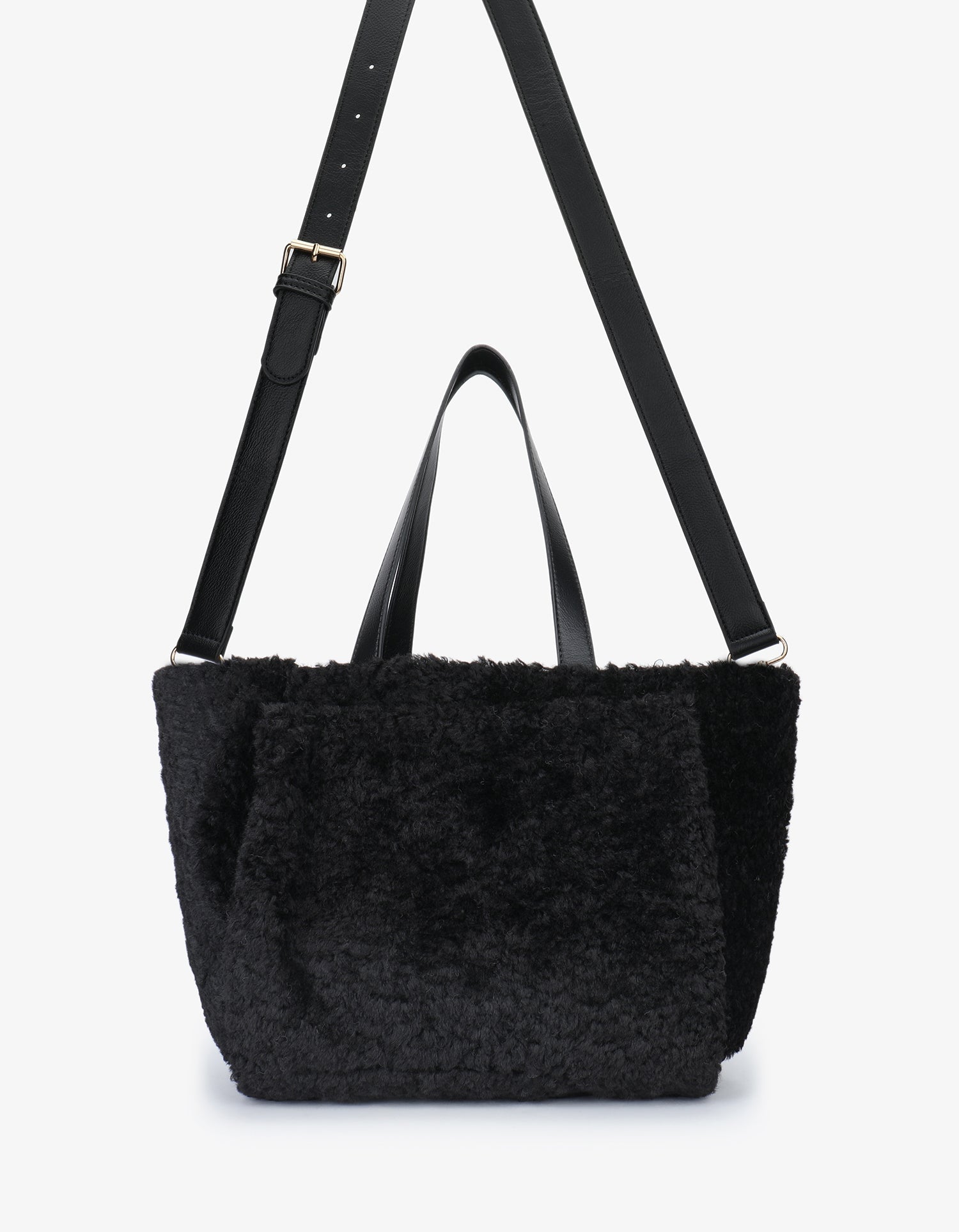 ELLA EAST WEST TOTE SHEARLING BLACK - REMI/REID
