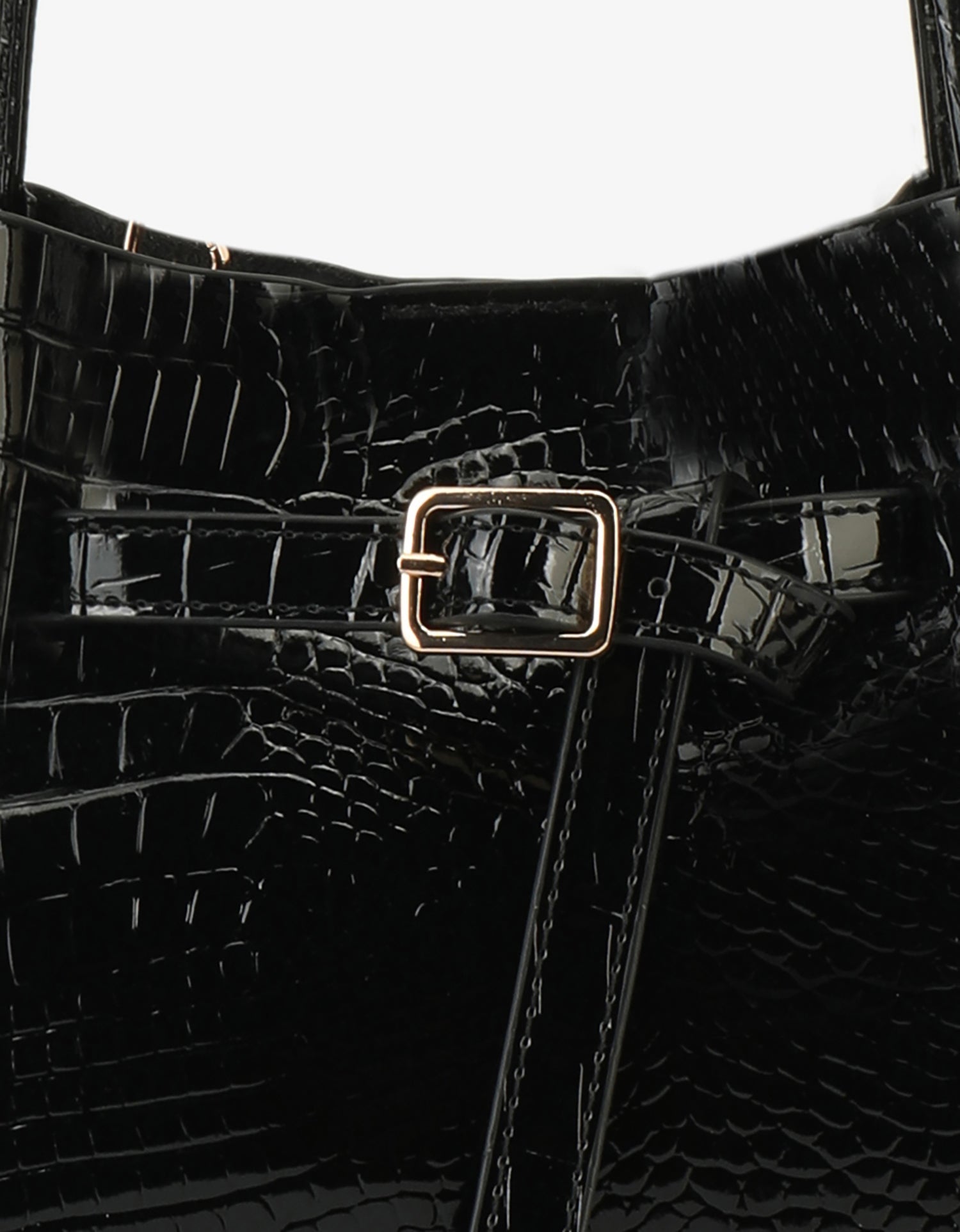 HOLLACE MINI CROC PATENT WITH BUCKLE BLACK - REMI/REID