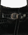 HOLLACE MINI CROC PATENT WITH BUCKLE BLACK - REMI/REID