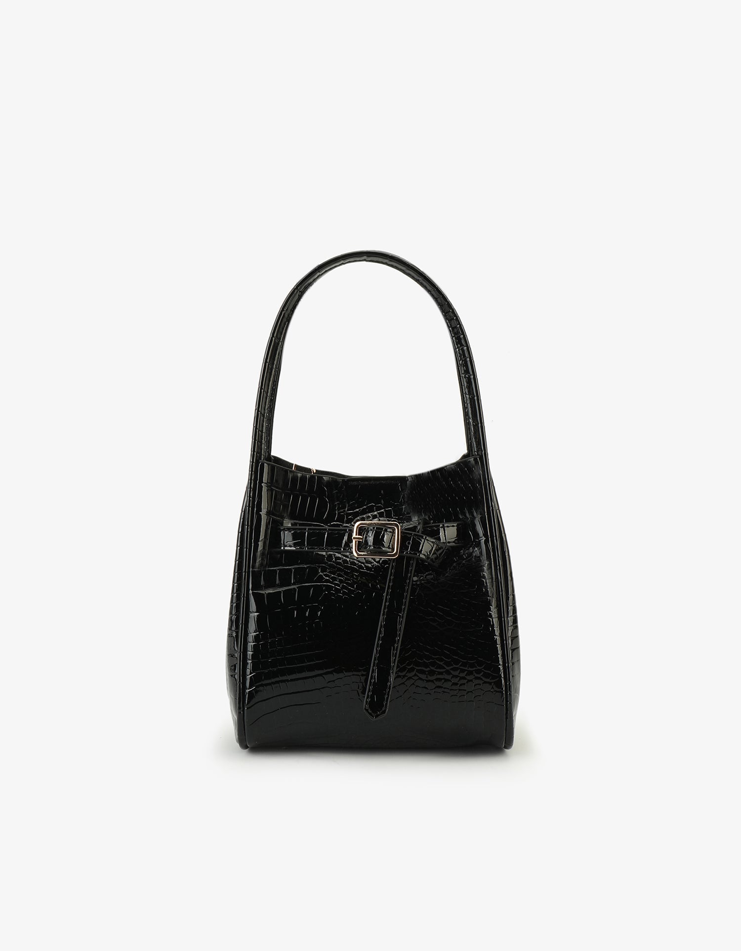 HOLLACE MINI CROC PATENT WITH BUCKLE BLACK - REMI/REID