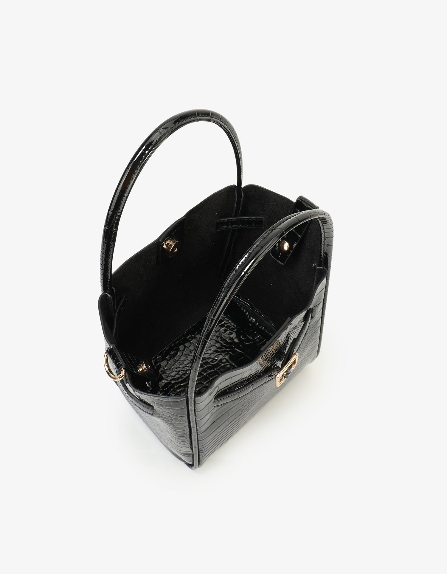 HOLLACE MINI CROC PATENT WITH BUCKLE BLACK - REMI/REID