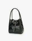 HOLLACE MINI CROC PATENT WITH BUCKLE BLACK - REMI/REID