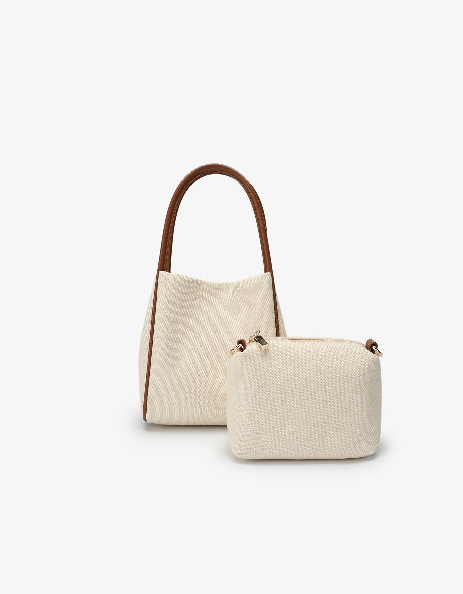 HOLLACE MINI TOTE CANVAS CONTRAST PIPING BROWN - REMI/REID