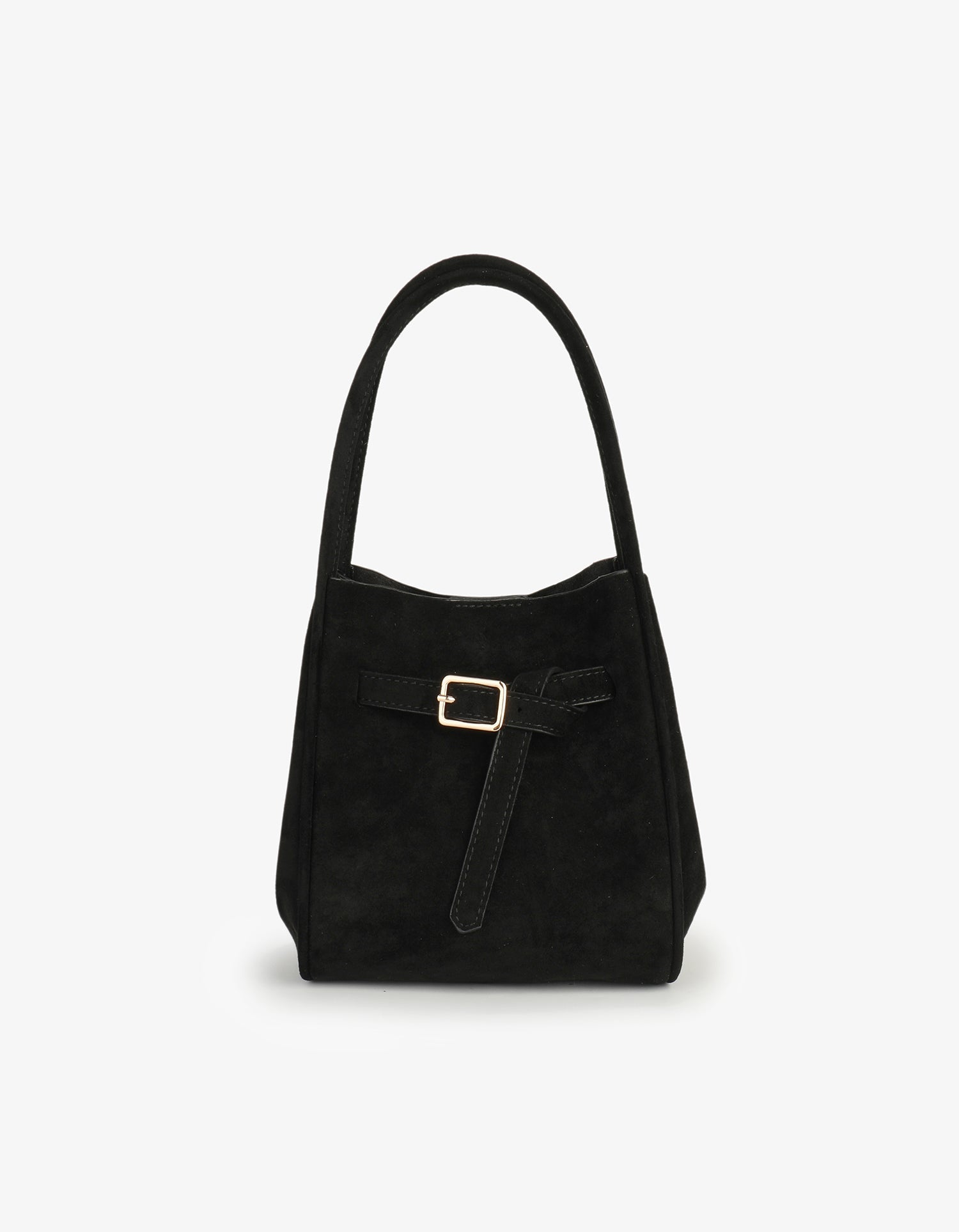 HOLLACE MINI TOTE FAUX SUEDE BUCKLE BLACK - REMI/REID