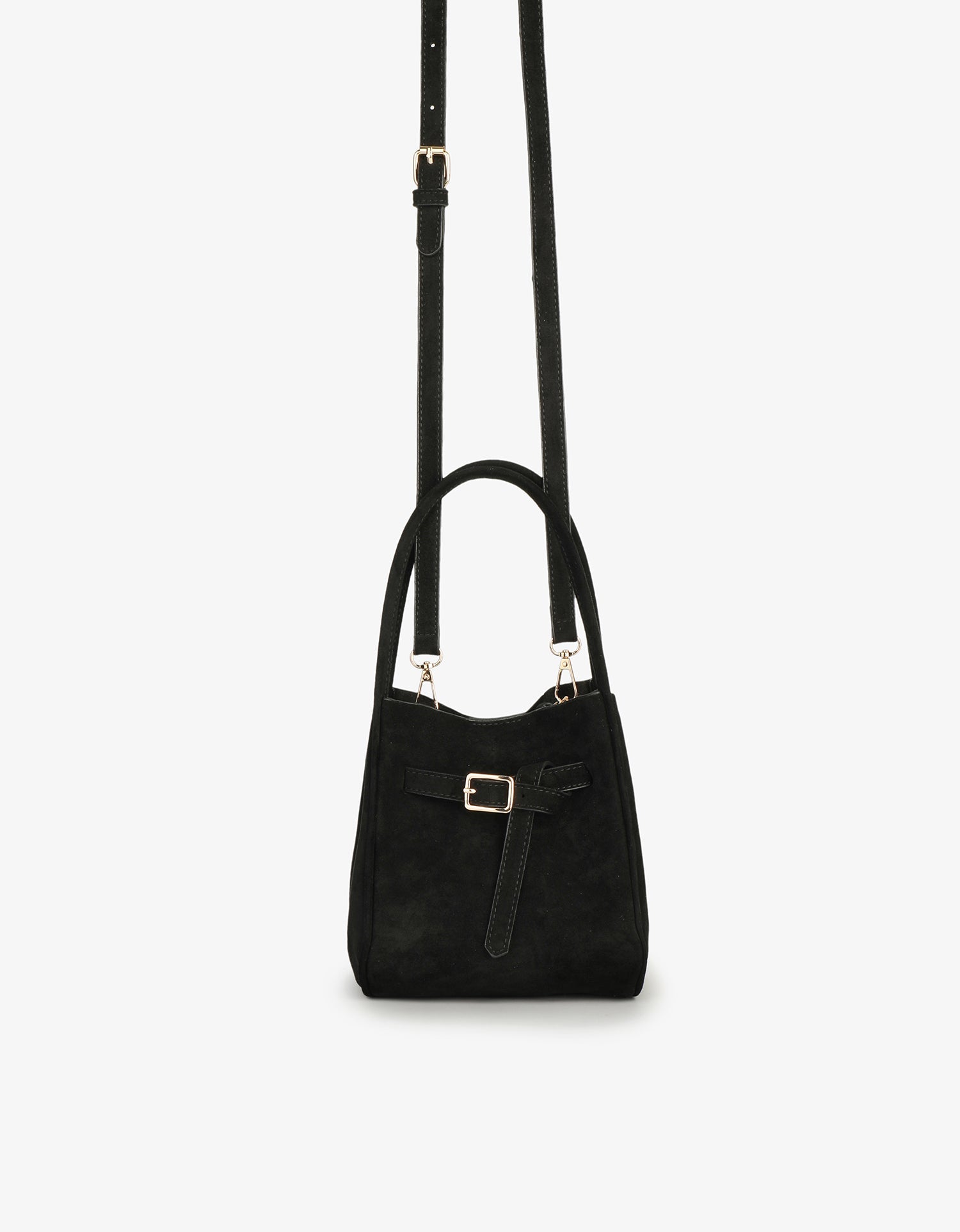 HOLLACE MINI TOTE FAUX SUEDE BUCKLE BLACK - REMI/REID