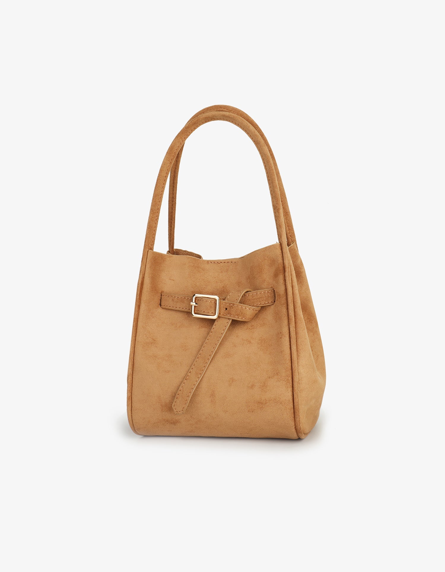 HOLLACE MINI TOTE FAUX SUEDE BUCKLE CAMEL - REMI/REID