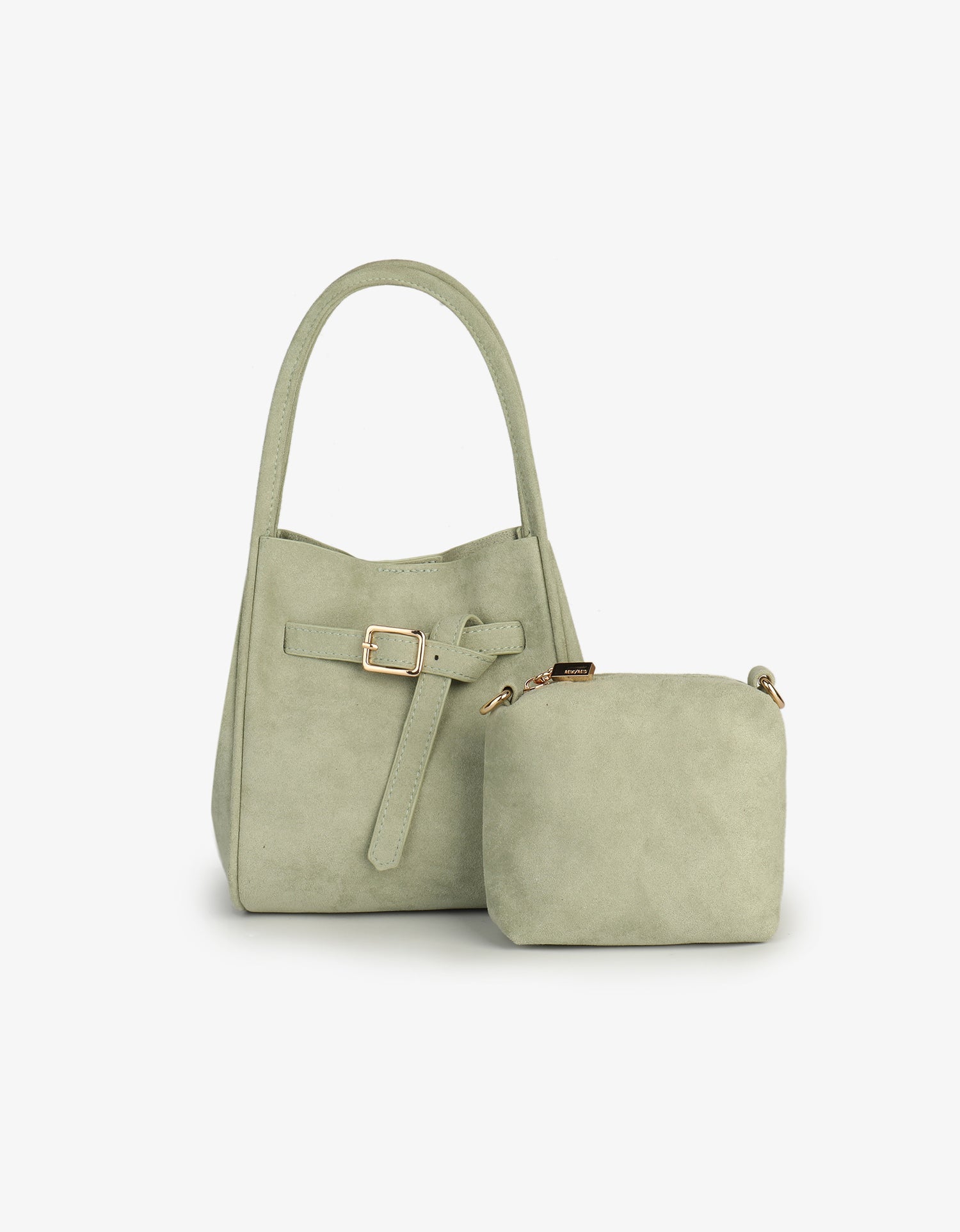 HOLLACE MINI TOTE FAUX SUEDE BUCKLE CELADON - REMI/REID