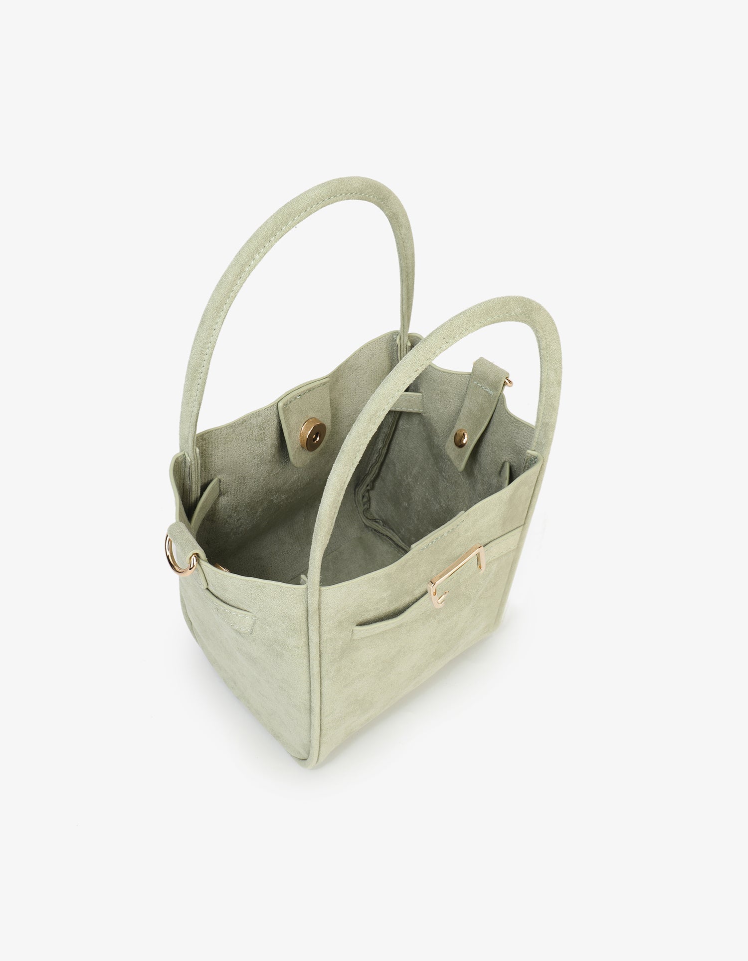 HOLLACE MINI TOTE FAUX SUEDE BUCKLE CELADON - REMI/REID