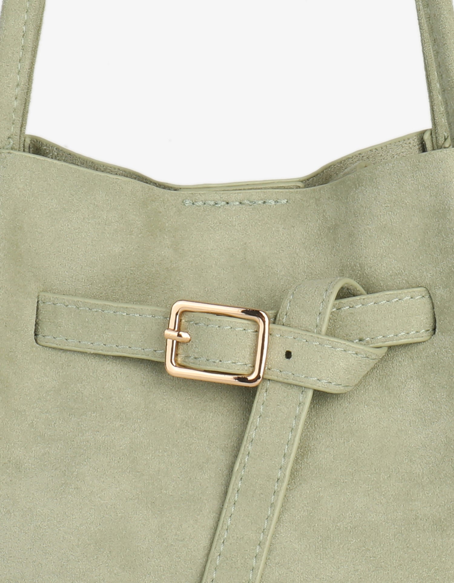 HOLLACE MINI TOTE FAUX SUEDE BUCKLE CELADON - REMI/REID