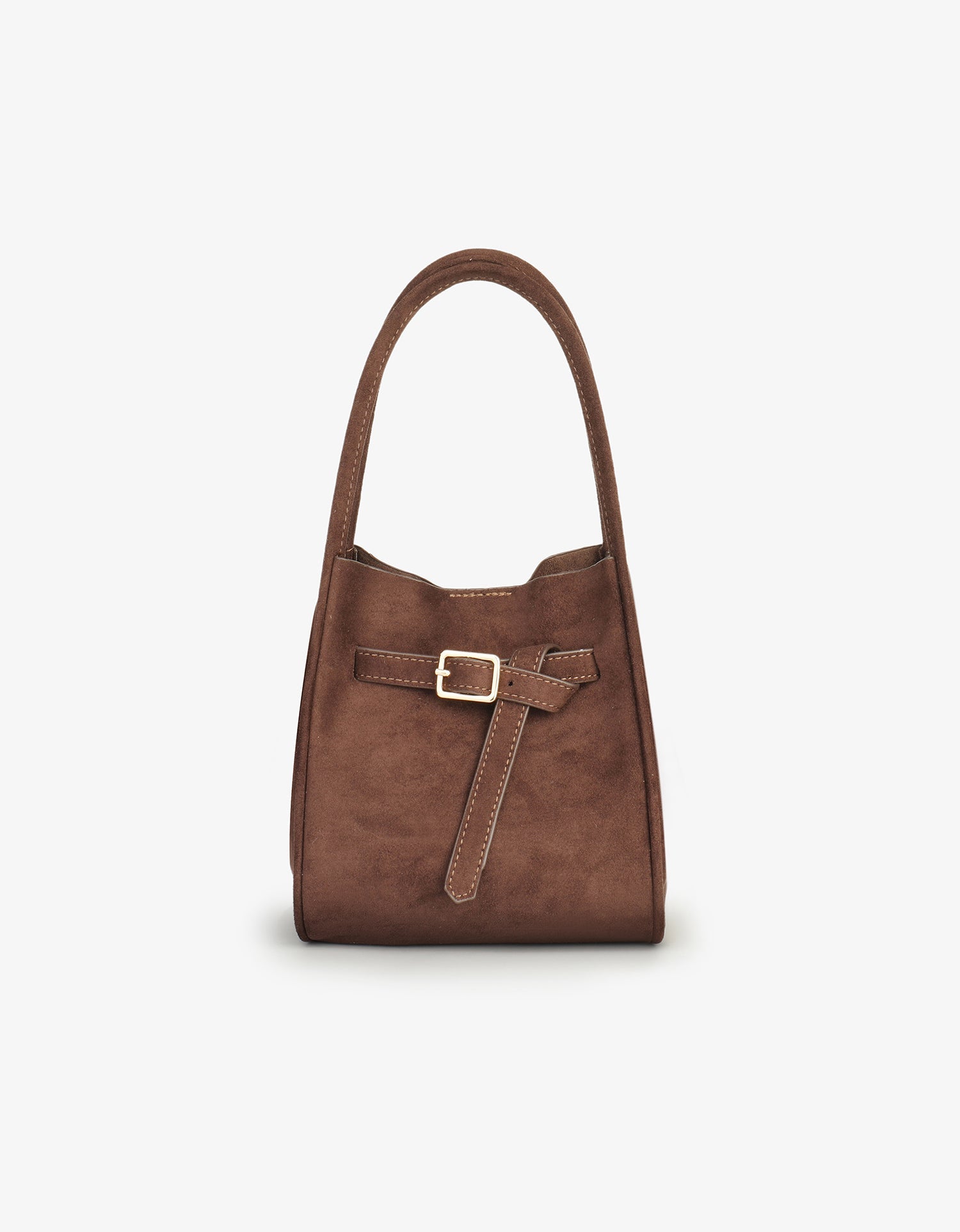 HOLLACE MINI TOTE FAUX SUEDE BUCKLE CHOCOLATE - REMI/REID