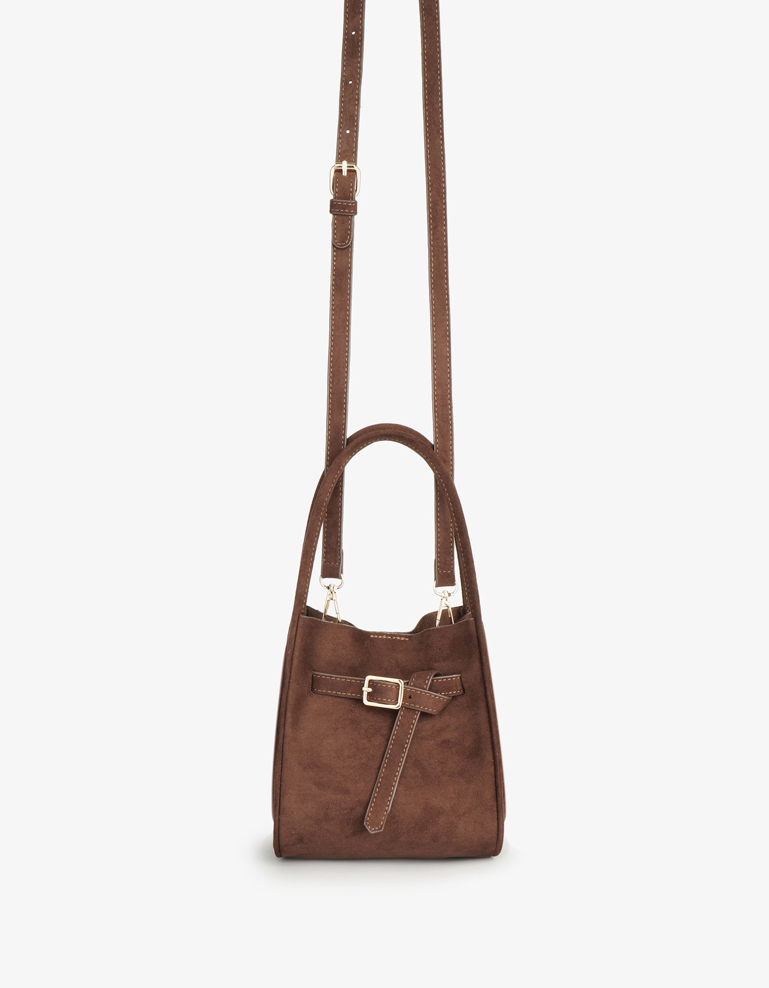 HOLLACE MINI TOTE FAUX SUEDE BUCKLE CHOCOLATE - REMI/REID