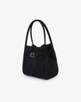 HOLLACE MINI TOTE FAUX SUEDE CROC BUCKLE BLACK - REMI/REID