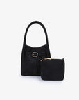 HOLLACE MINI TOTE FAUX SUEDE CROC BUCKLE BLACK - REMI/REID
