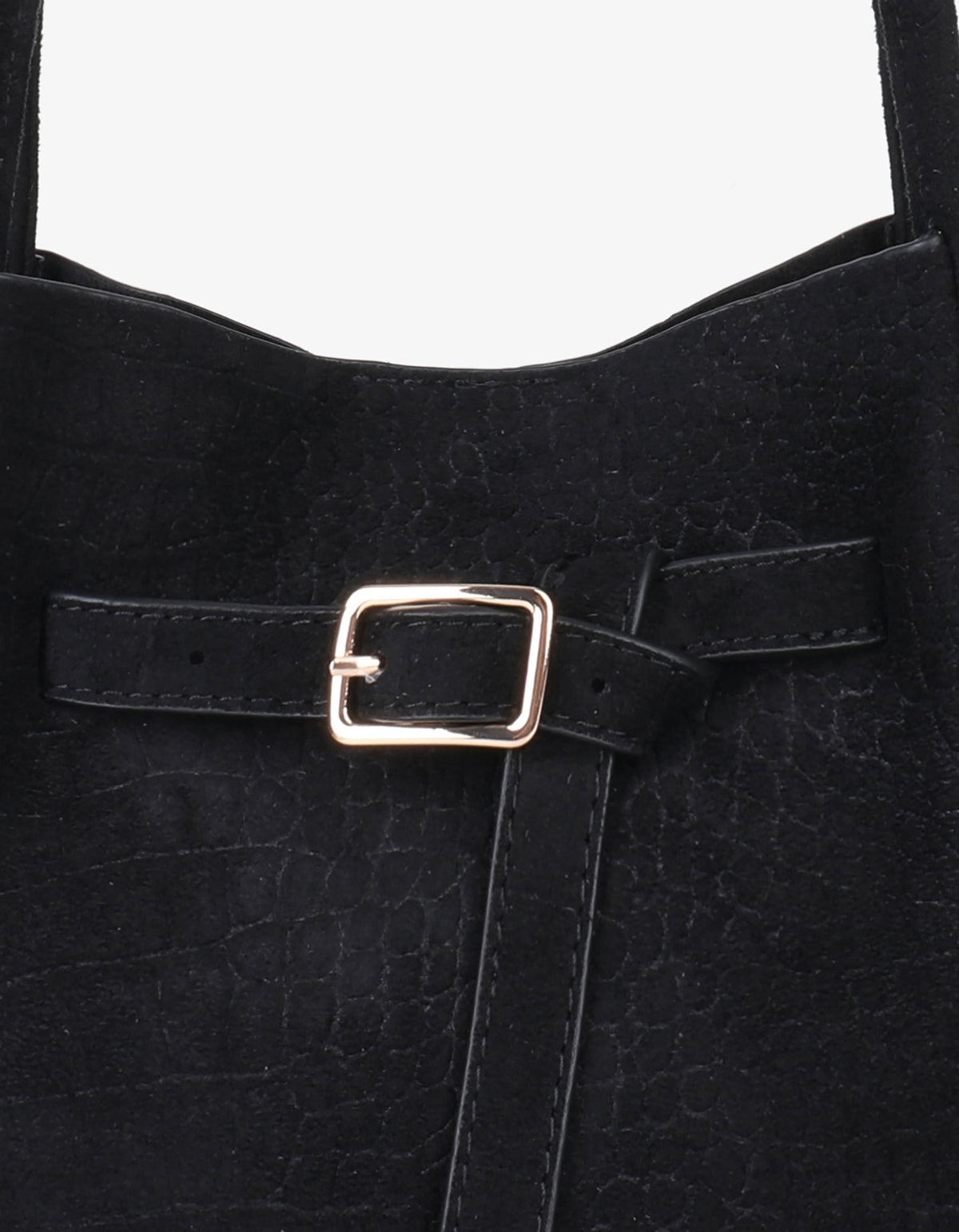 HOLLACE MINI TOTE FAUX SUEDE CROC BUCKLE BLACK - REMI/REID