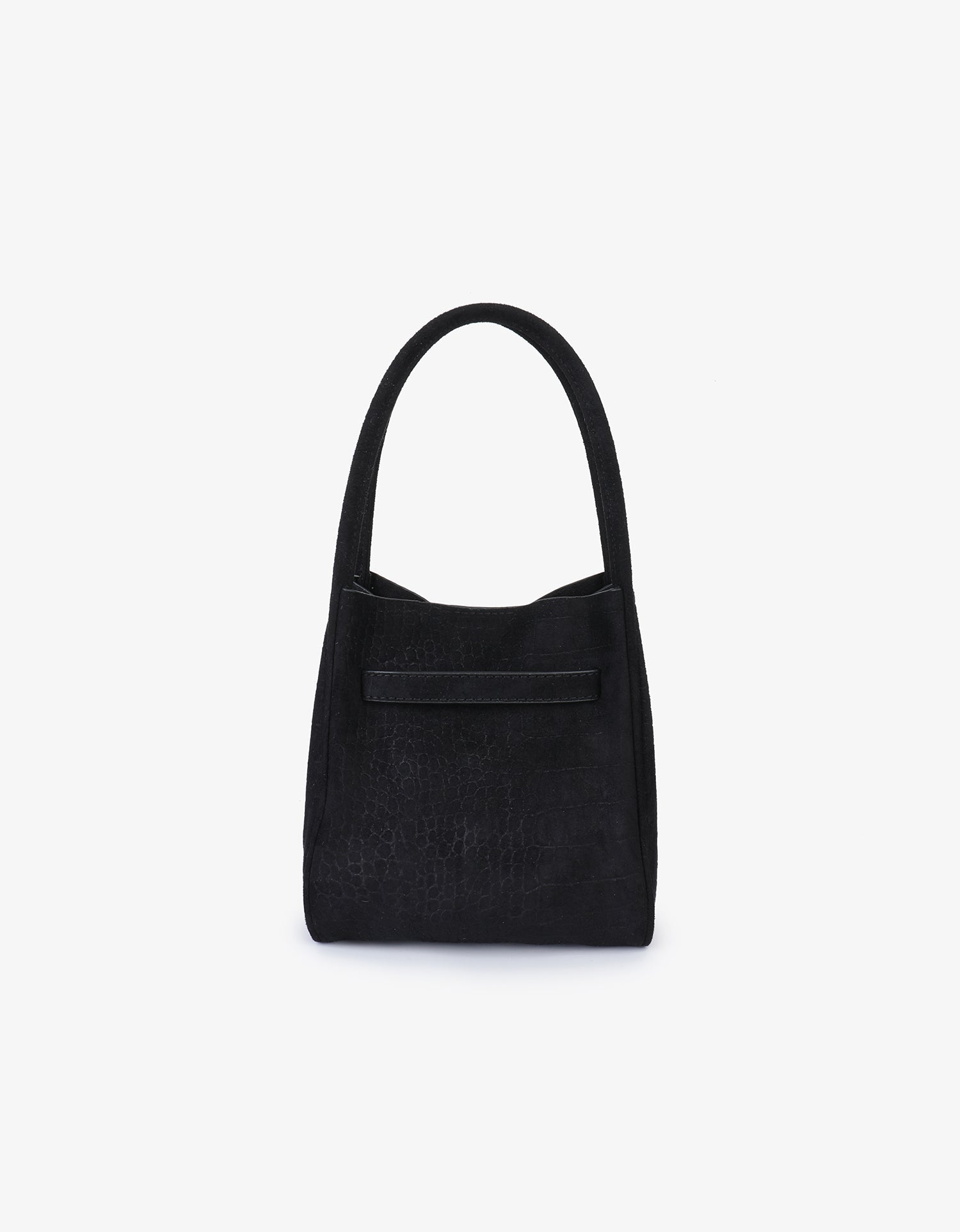 HOLLACE MINI TOTE FAUX SUEDE CROC BUCKLE BLACK - REMI/REID
