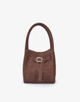 HOLLACE MINI TOTE FAUX SUEDE CROC BUCKLE CHOCOLATE - REMI/REID