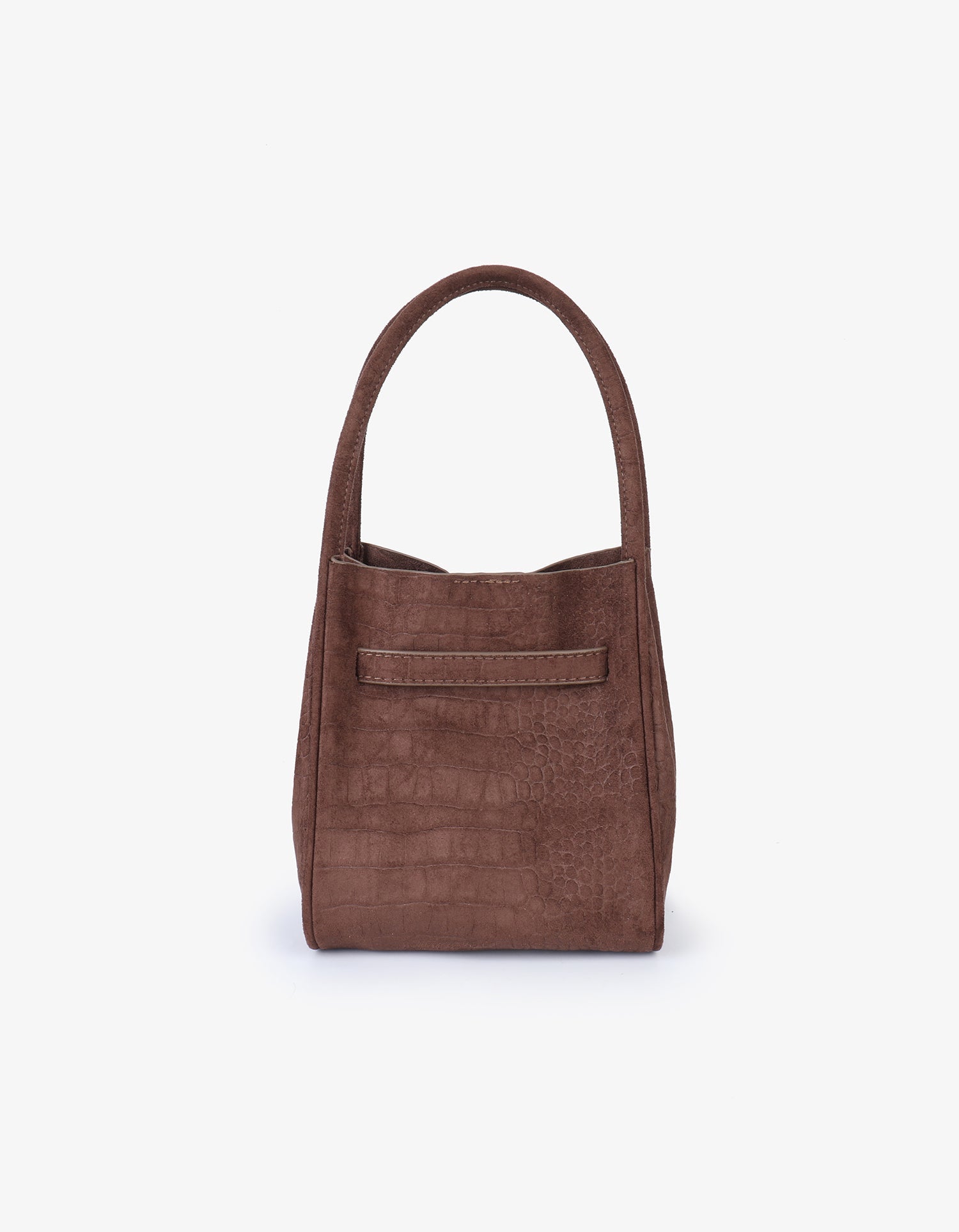 HOLLACE MINI TOTE FAUX SUEDE CROC BUCKLE CHOCOLATE - REMI/REID
